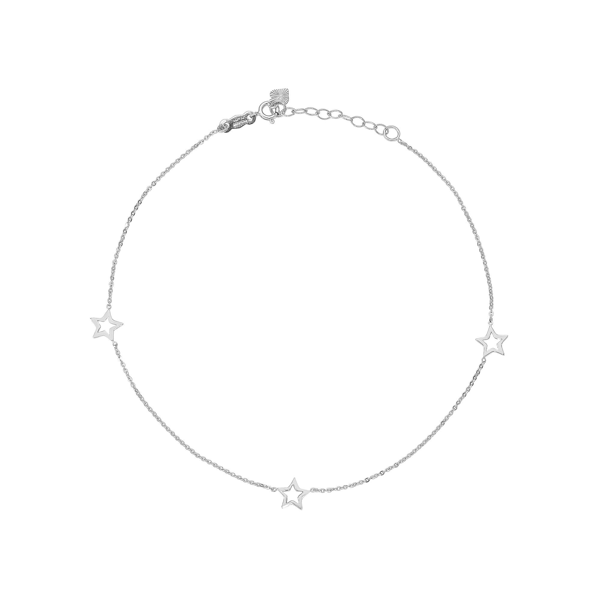 14k White Gold Open Star Anklet, Women's, Size: 9", 14k Whgold Product Image