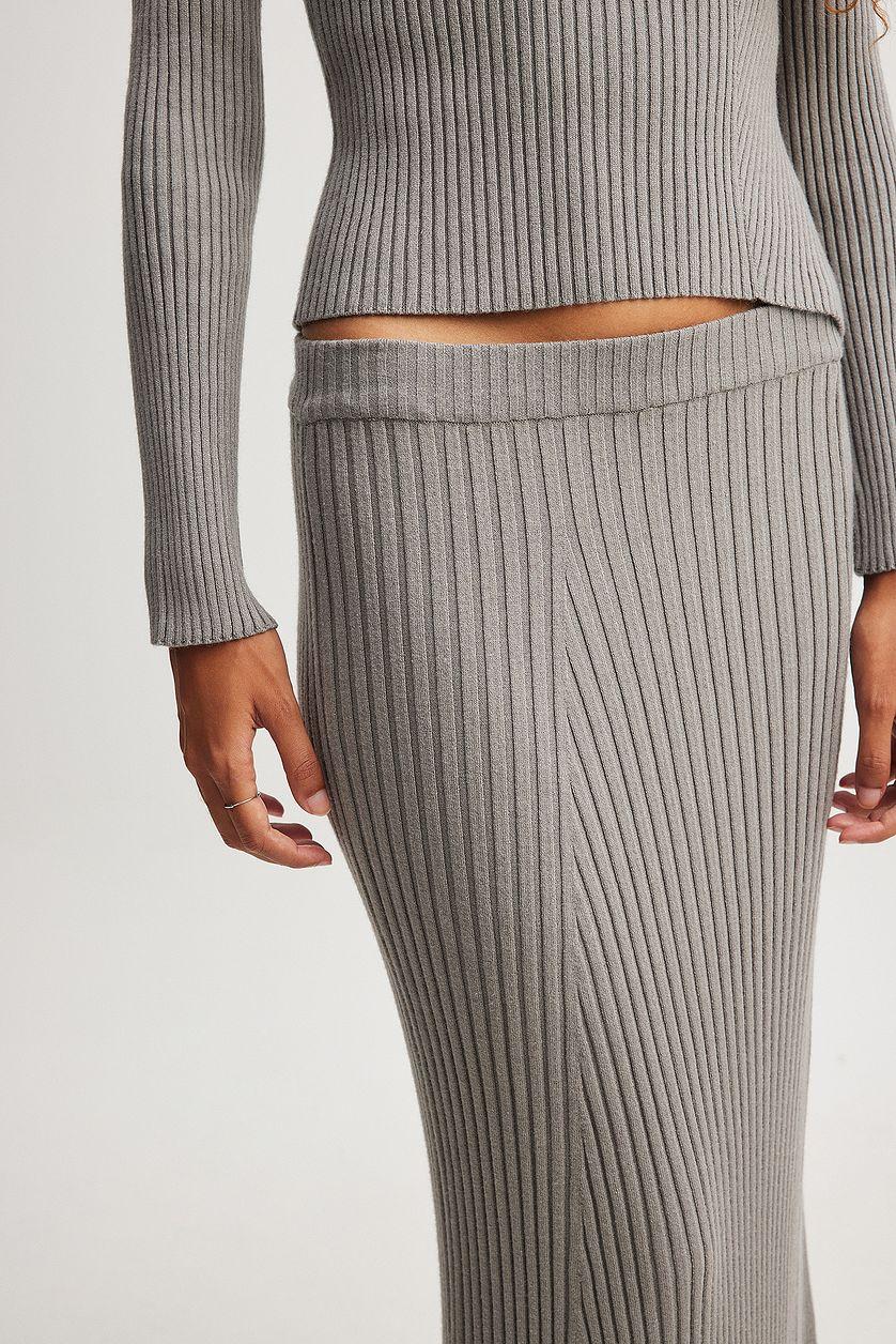 Ribbed Knitted Maxi Skirt Product Image