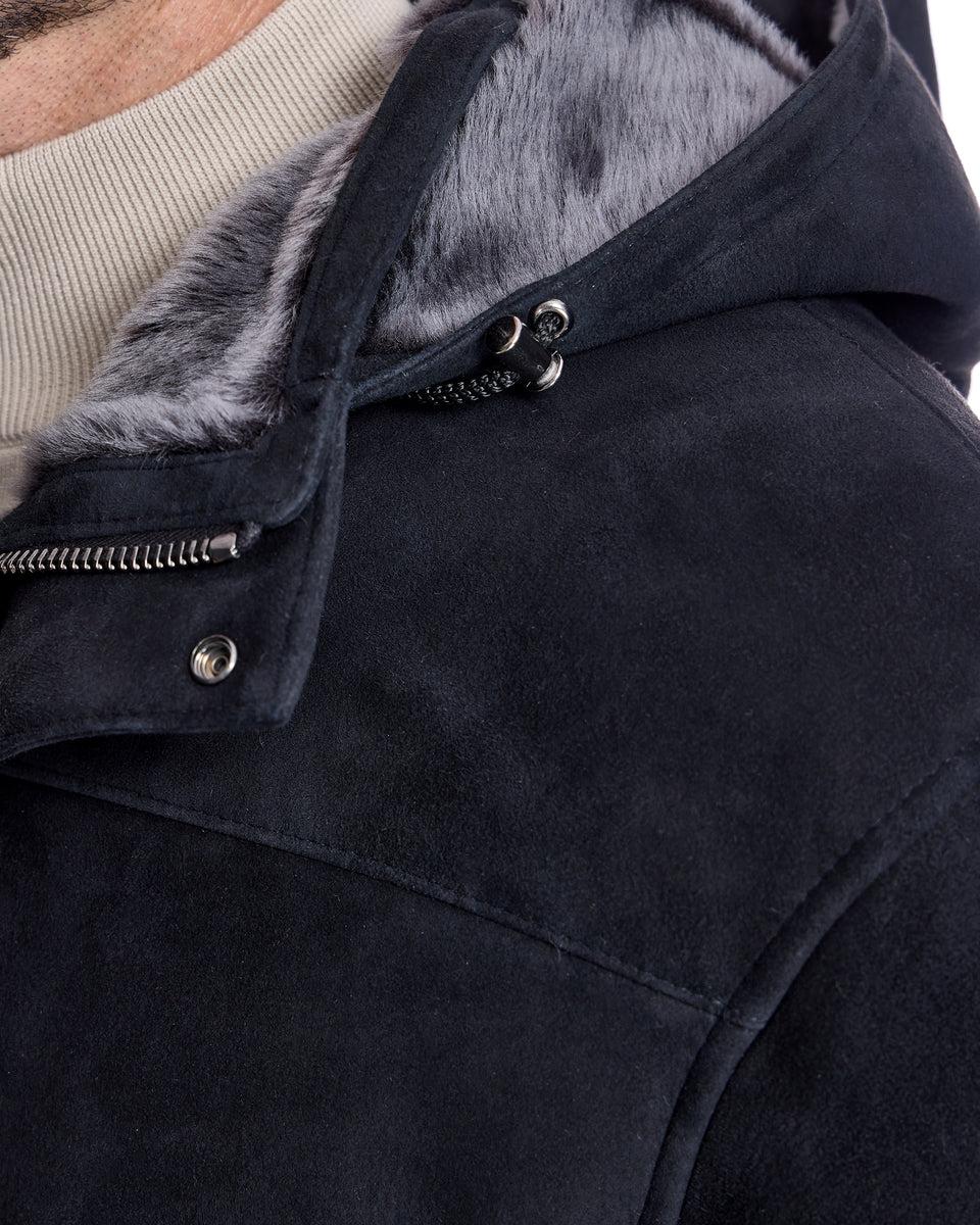 Men's Shearling Hooded Coat Product Image