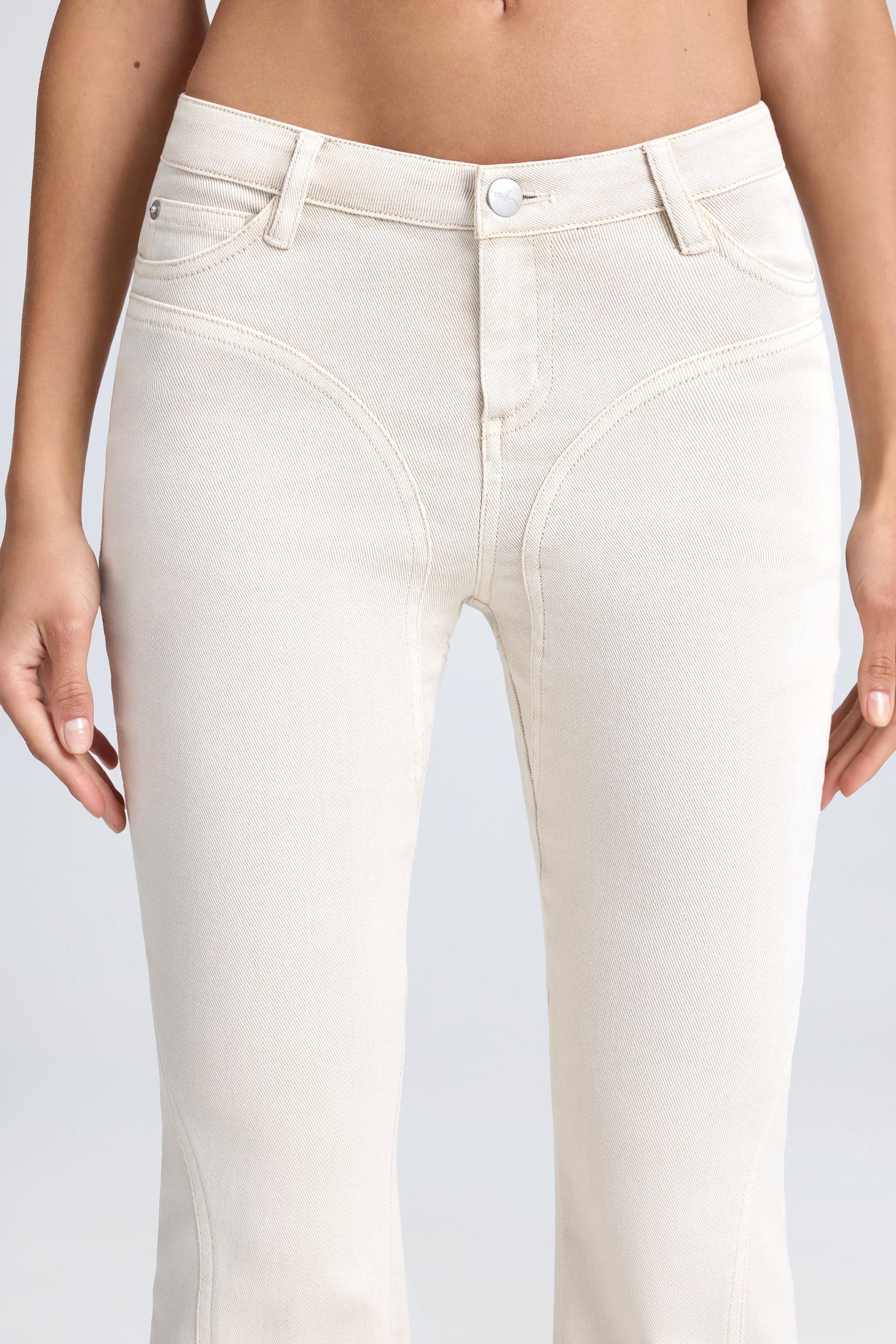 Mid-Rise Flared Jeans in Ecru Product Image