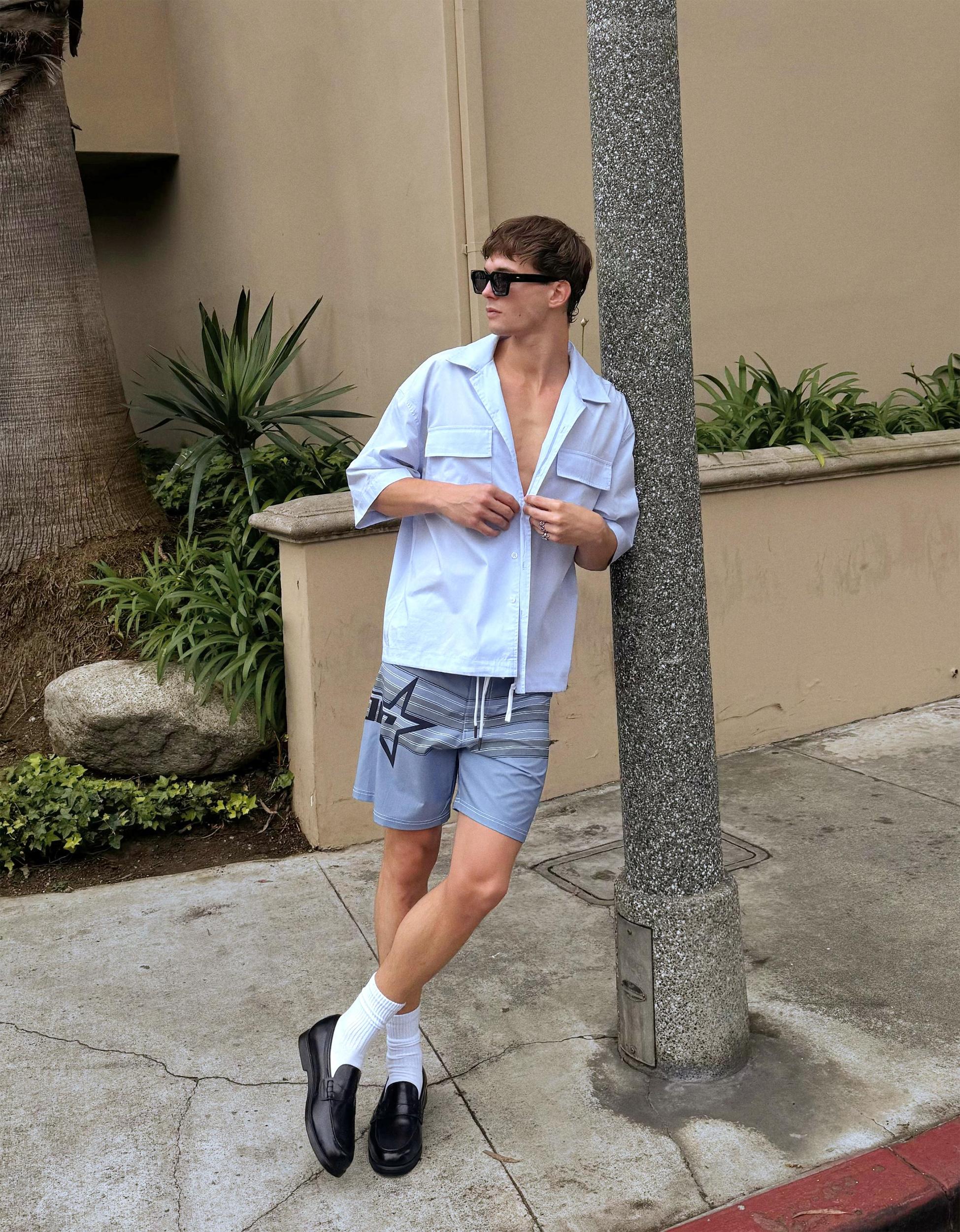 Oversize short sleeve poplin shirt Product Image