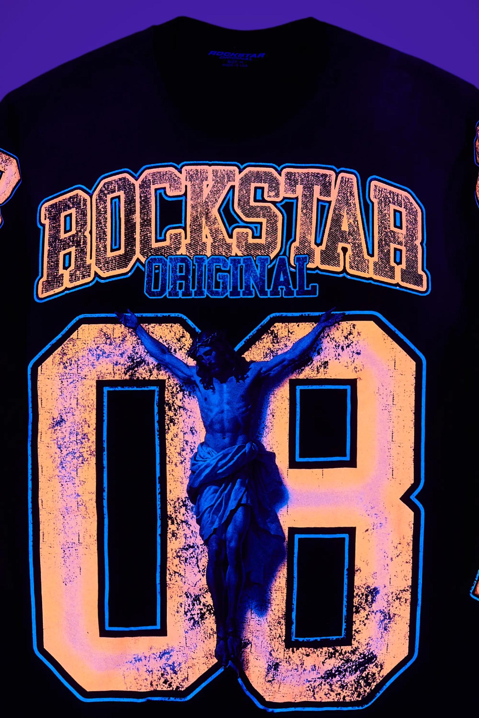 Fields Black/Orange Double Layer Long Sleeve Graphic T-Shirt Male Product Image