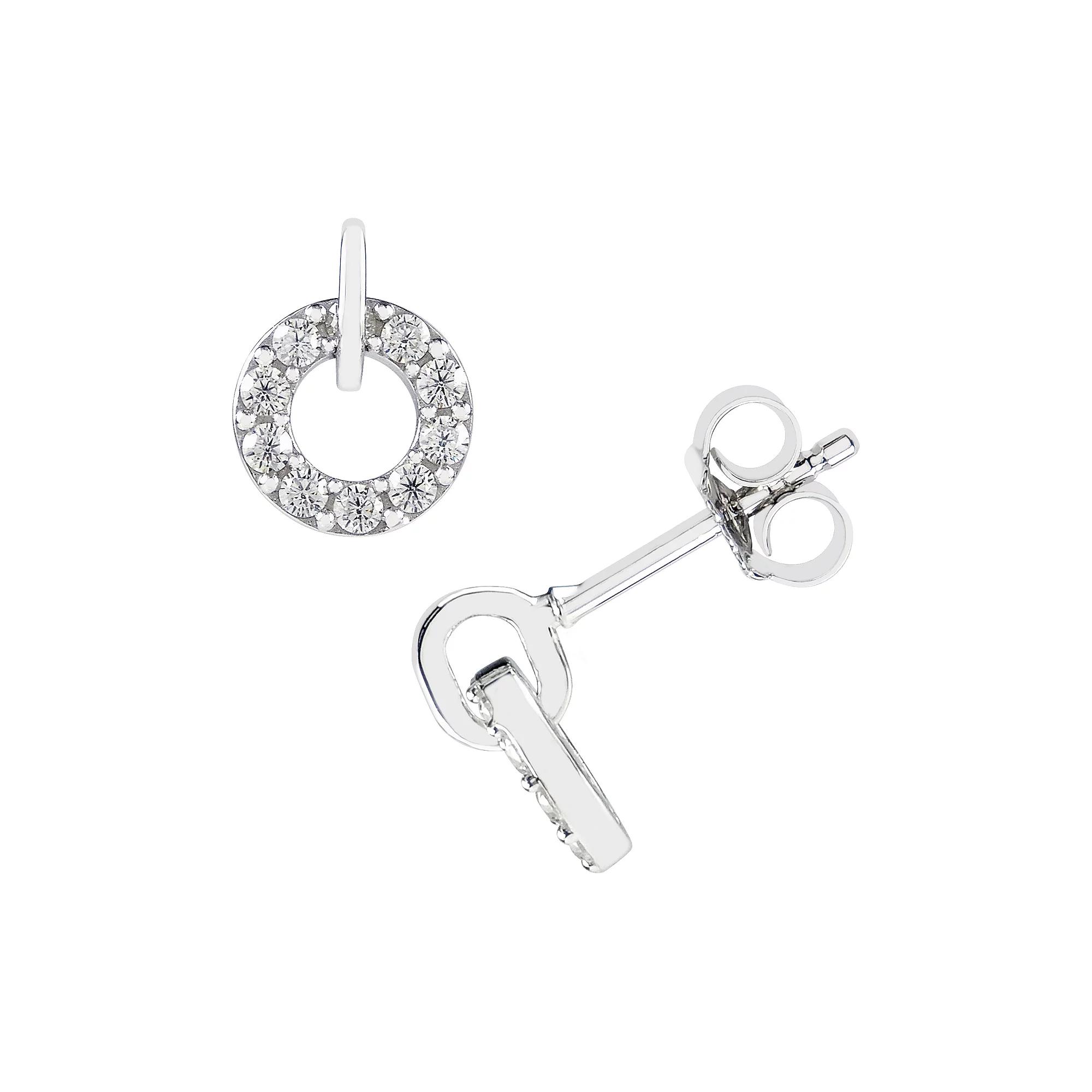 SIRI USA by TJM Sterling Silver Cubic Zirconia Doorknocker Stud Earrings, Women's Product Image