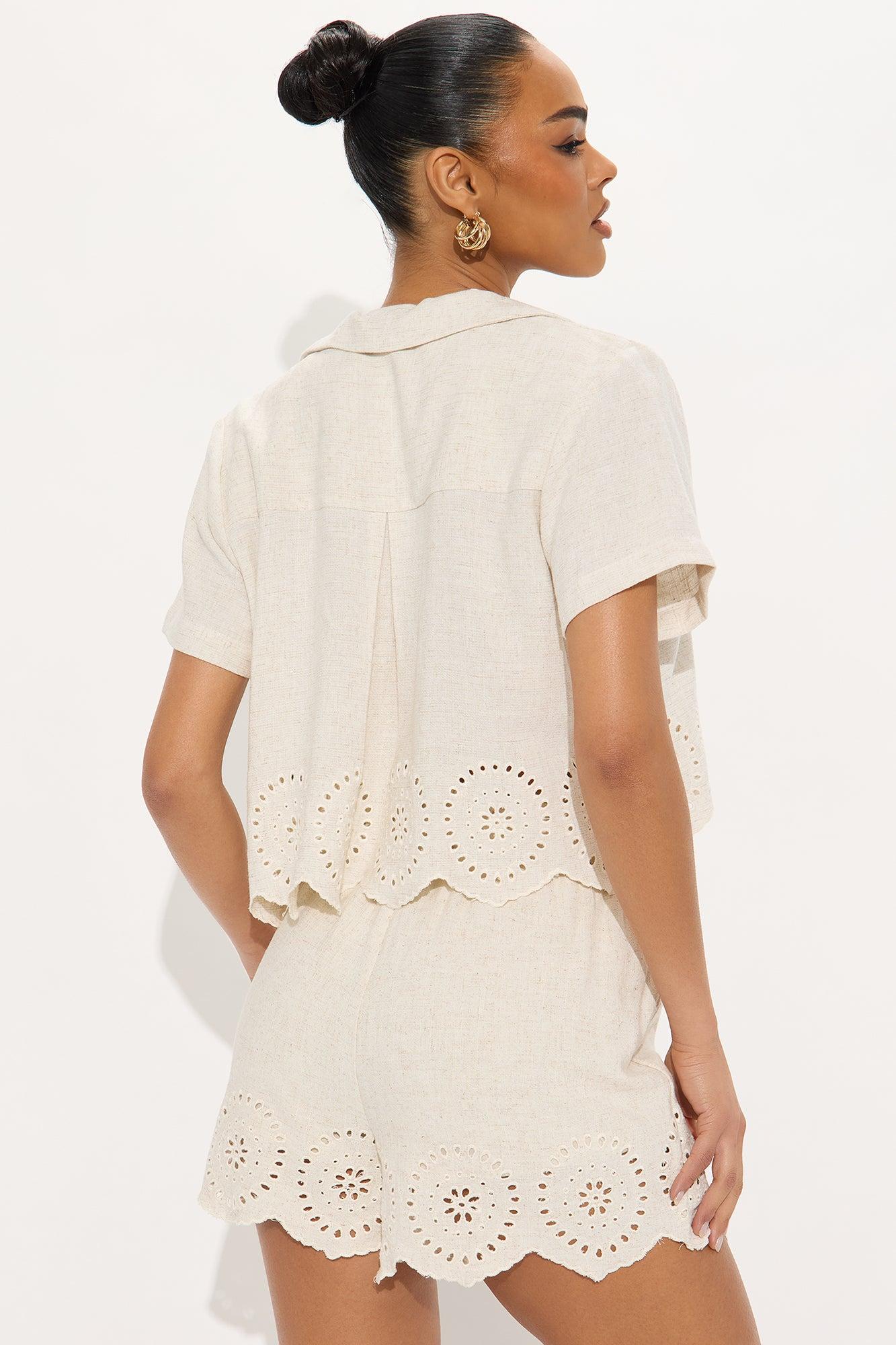 Honest Love Linen Short Set - Cream Product Image