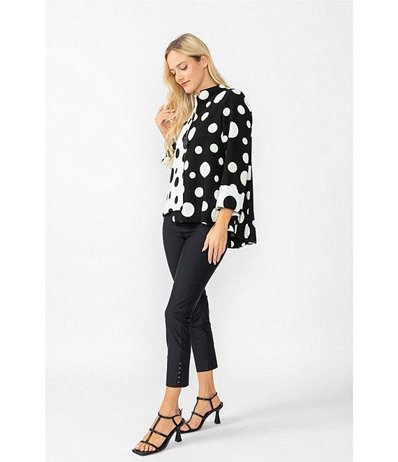 IC Collection Woven Dot Combo Print High Neck Bracelet Sleeve Jacket Product Image