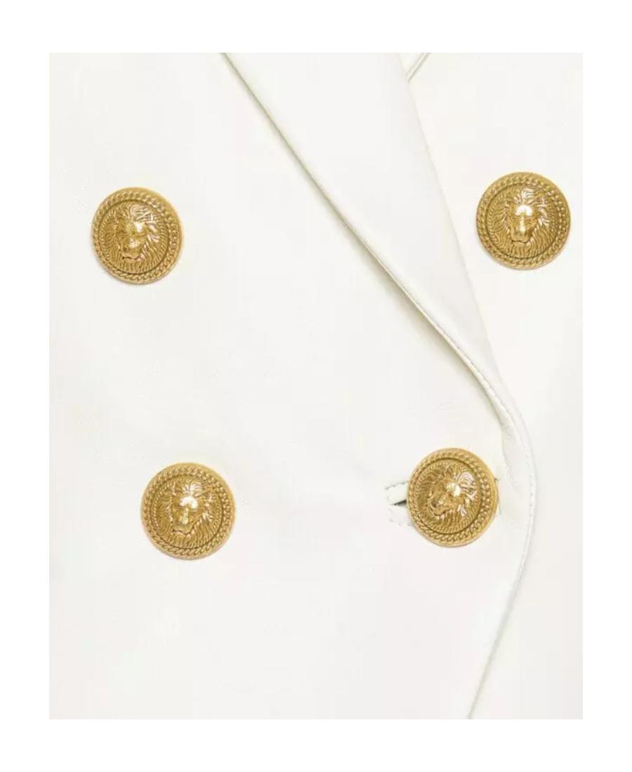 BALMAIN Double-breasted Structured Denim Blazer With Peak Lapel In White Product Image