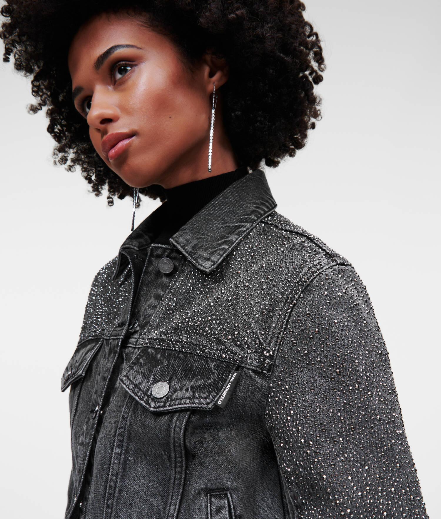 RHINESTONE-EMBELLISHED DENIM JACKET Product Image