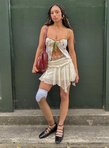 Ayra Lace Mini Skirt Cream Product Image
