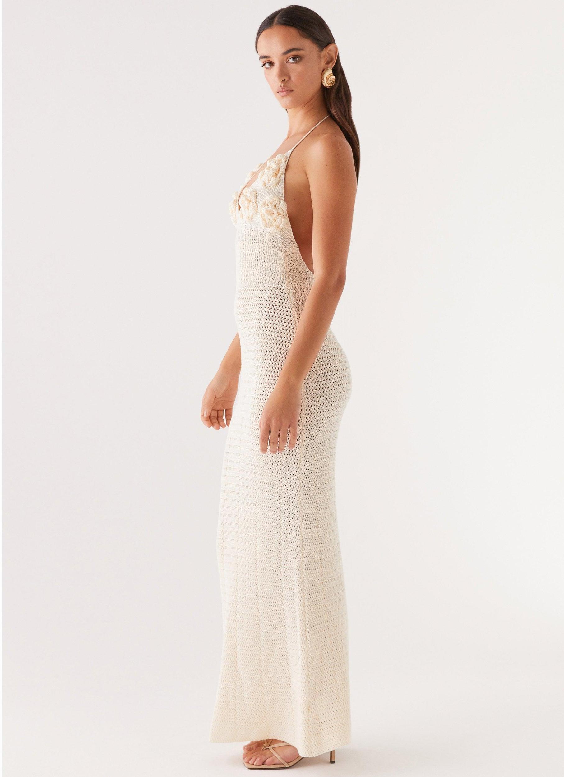 Zara Rose Crochet Maxi Dress - Ivory Product Image