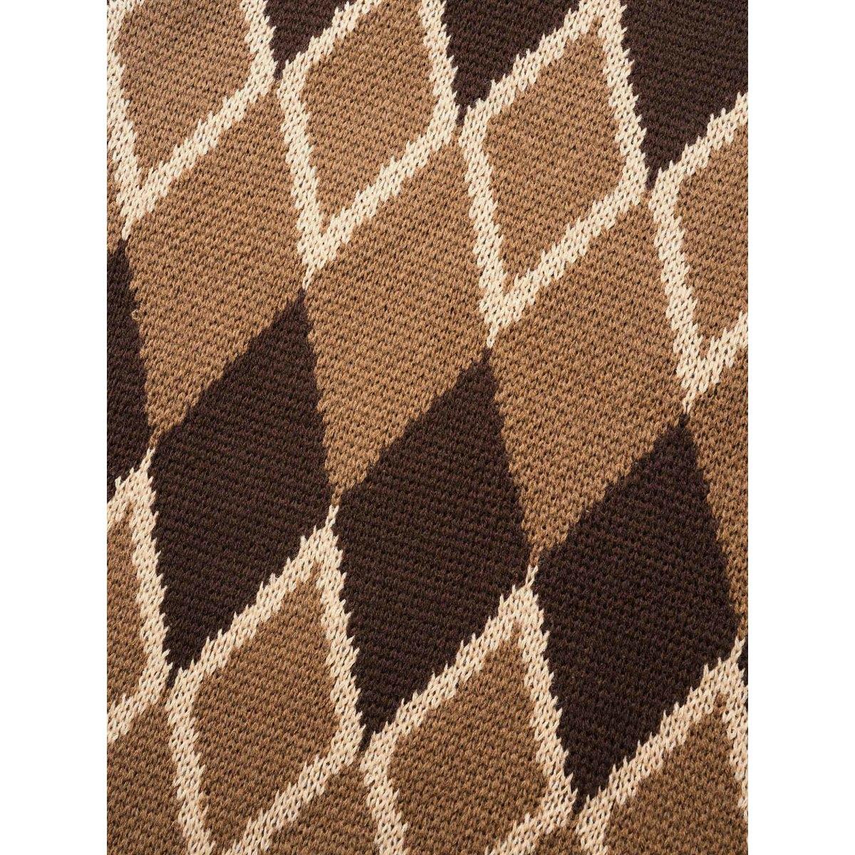 Plus Size Plaid Crew Neck Raglan Sleeve Cardigan Browncoffeecolor Women Leisure Loose Long Sleeve Round Neck Casual Pullovers BloomChic 18-20/2X Product Image