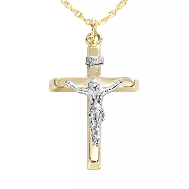 10k Gold Two Tone Crucifix Pendant, Womens Product Image