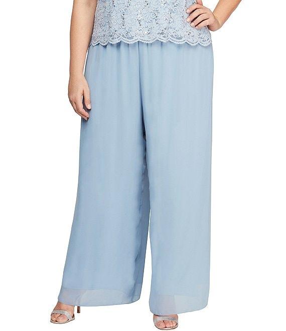 Alex Evenings Plus Size Silky Chiffon Pants Product Image