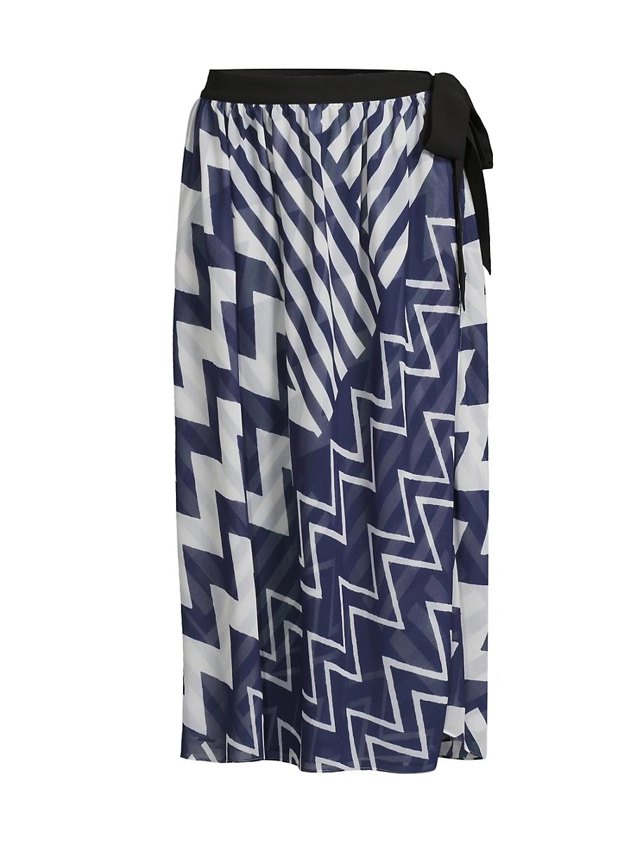 Womens Patchwork Chevron Cover-Up Midi-Skirt Product Image