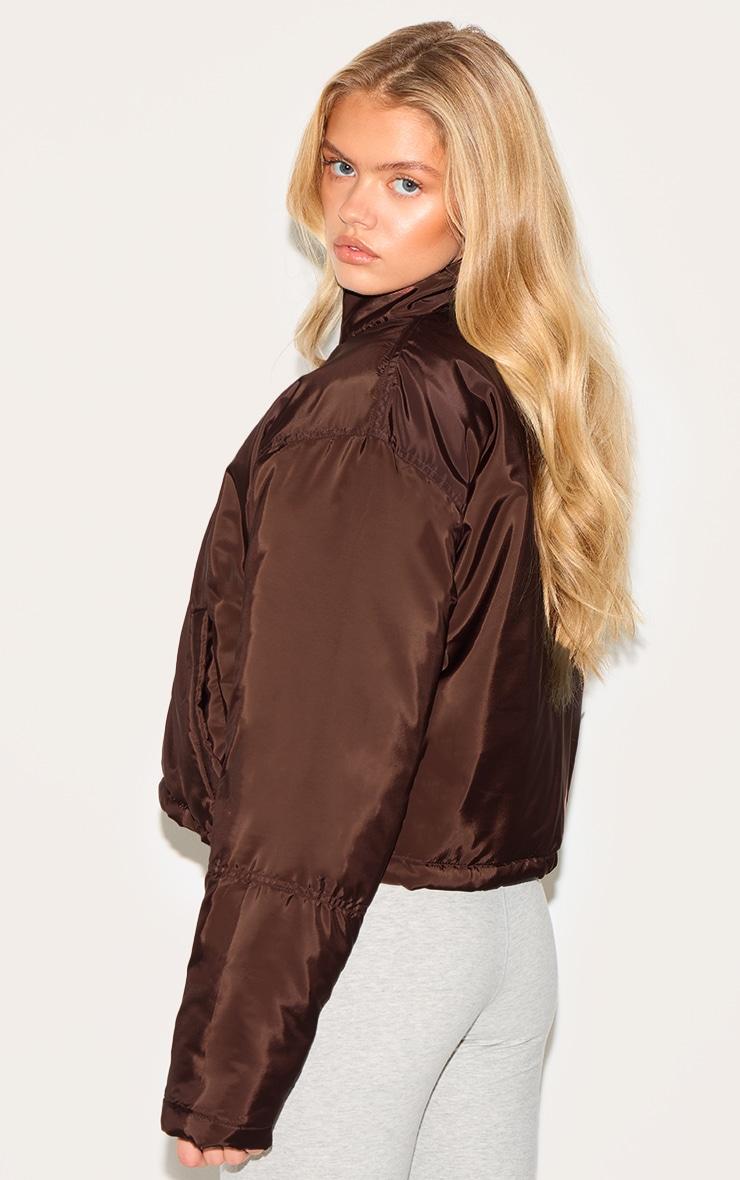 Mocha Cropped Puffer Jacket Product Image