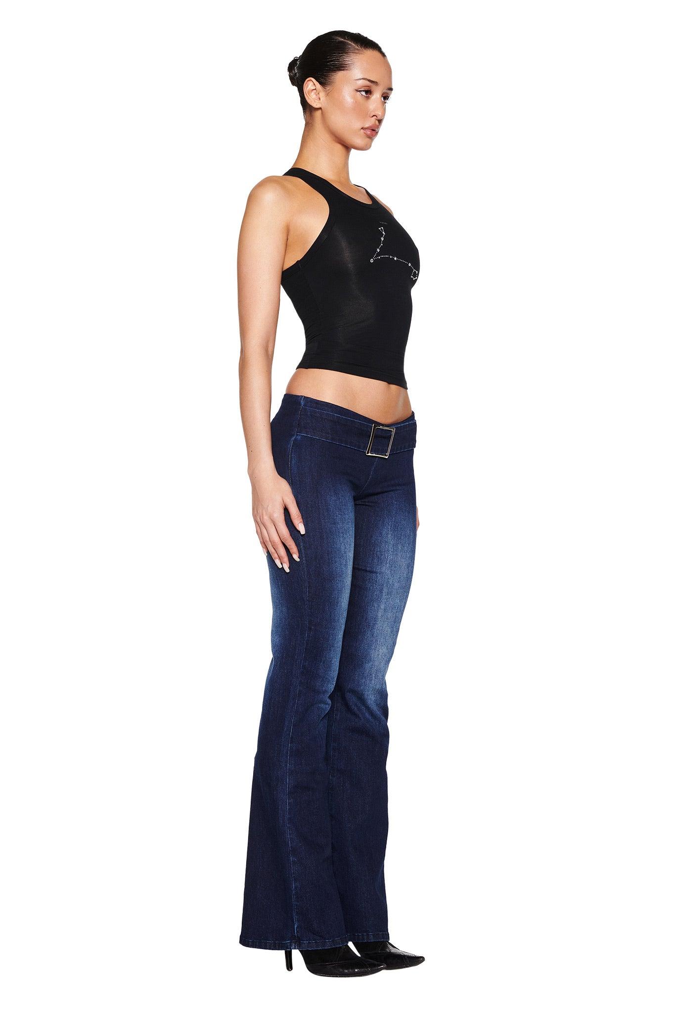 SHARAH DENIM PANT - BLUE : DARK BLUE DENIM Product Image