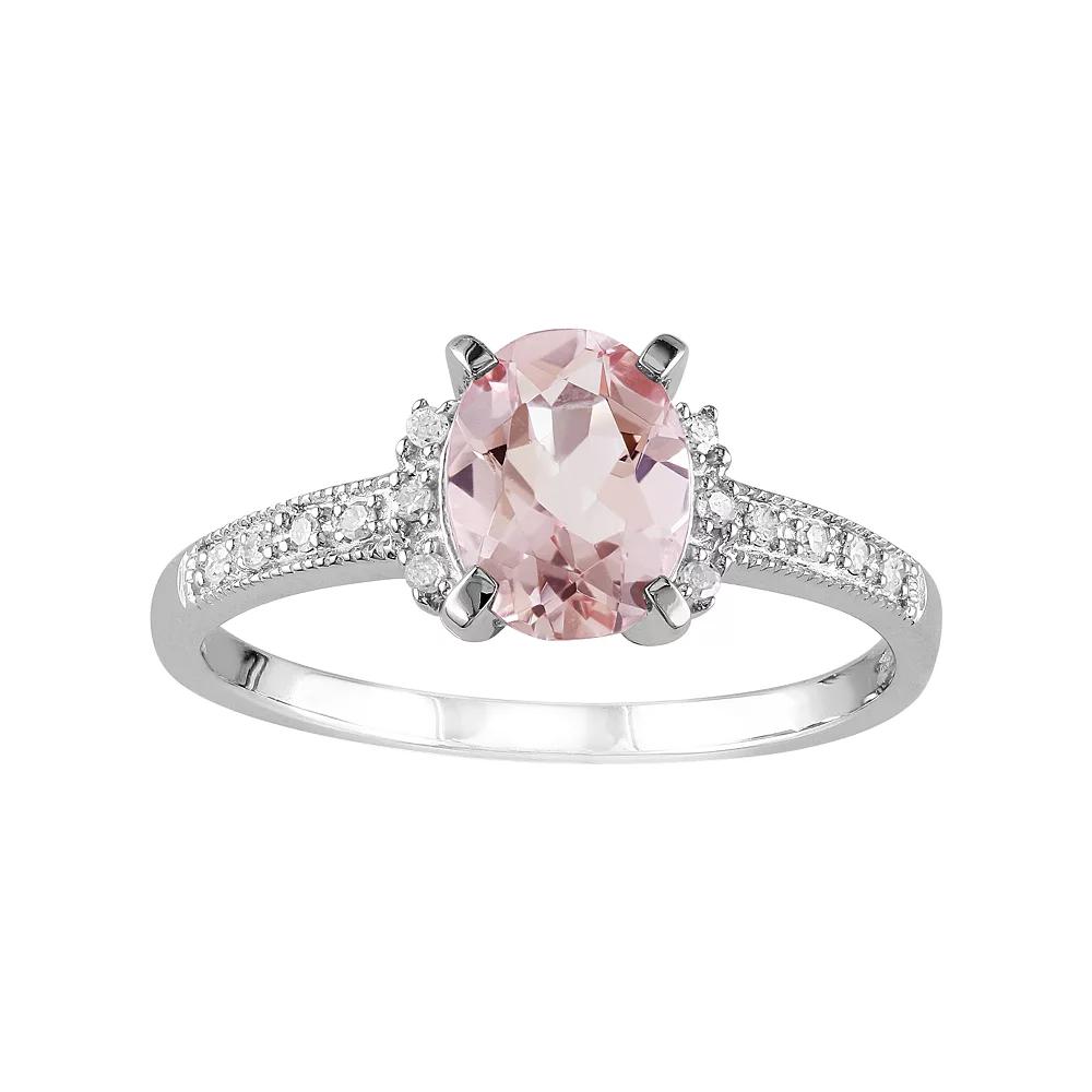 Stella Grace Sterling Silver Morganite & Diamond Accent Oval Ring, Women's,  Product Image