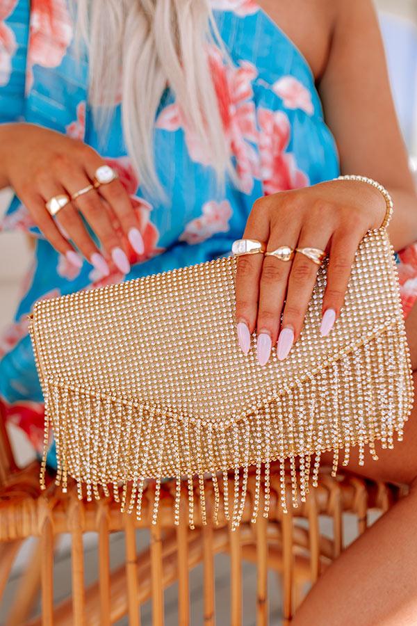 VIP Party Rhinestone Clutch In Gold Product Image