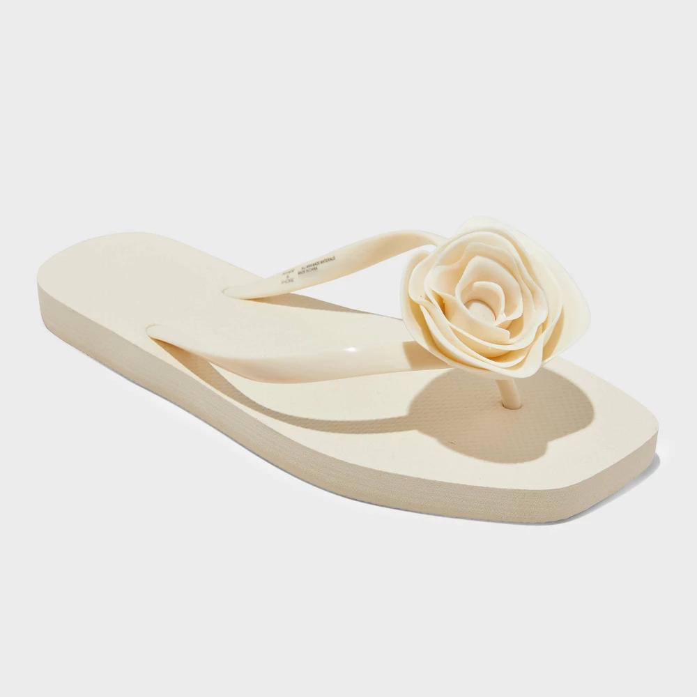 Women's Rosette Thong Flip Flop Sandals - Shade & Shore™ 7: Slip-On, Open Toe, Non-Marking Outsole Product Image