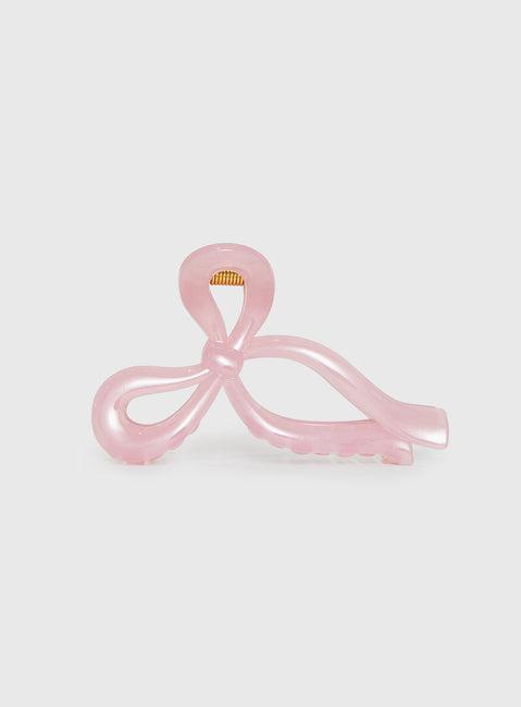 With A Bow Hair Clip Pink Product Image