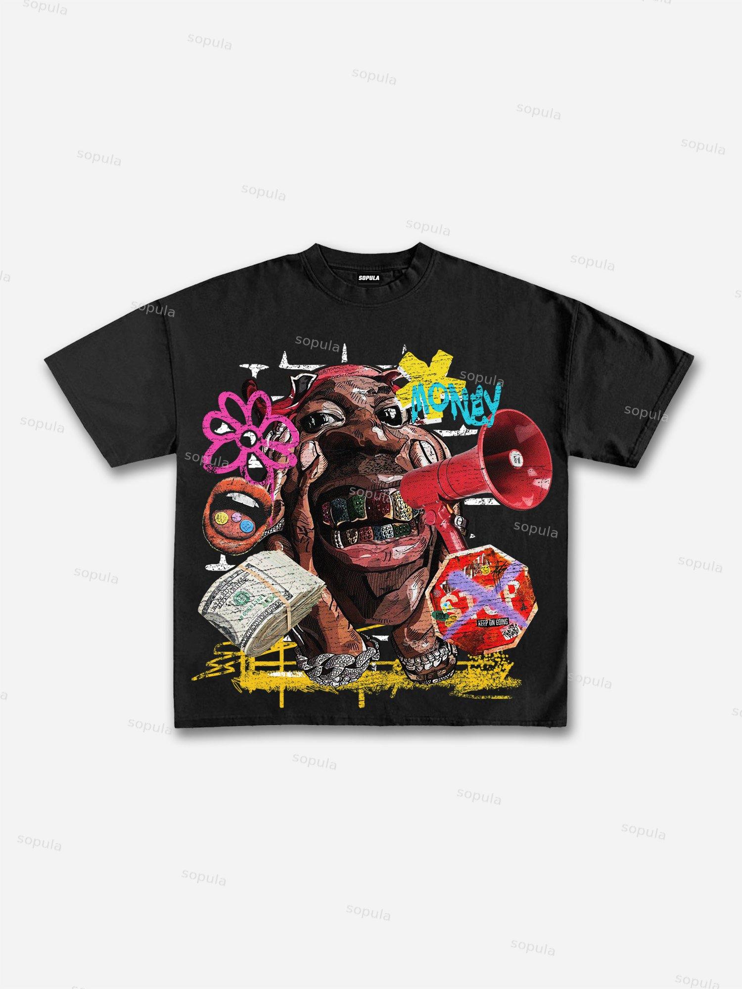 Screaming Money Graphic Cotton T-shirt Product Image