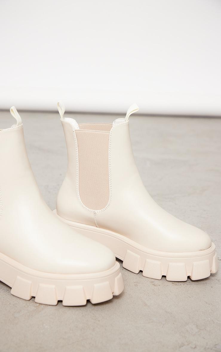 Cream Chunky Extreme Cleated Chelsea Ankle Boots Product Image