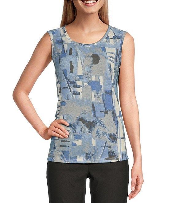 Multiples Knit Block Multi Long Sleeve Open-Front Matching Tank Top Set Product Image