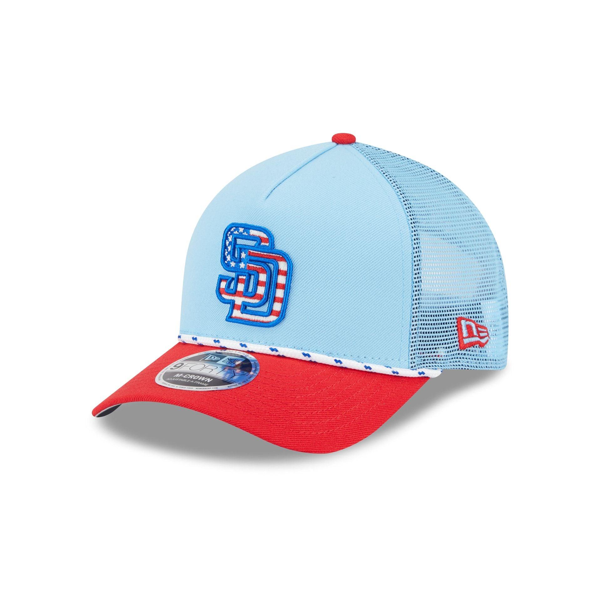San Diego Padres Independence Day 2025 9FORTY M-Crown A-Frame Trucker Hat Male Product Image