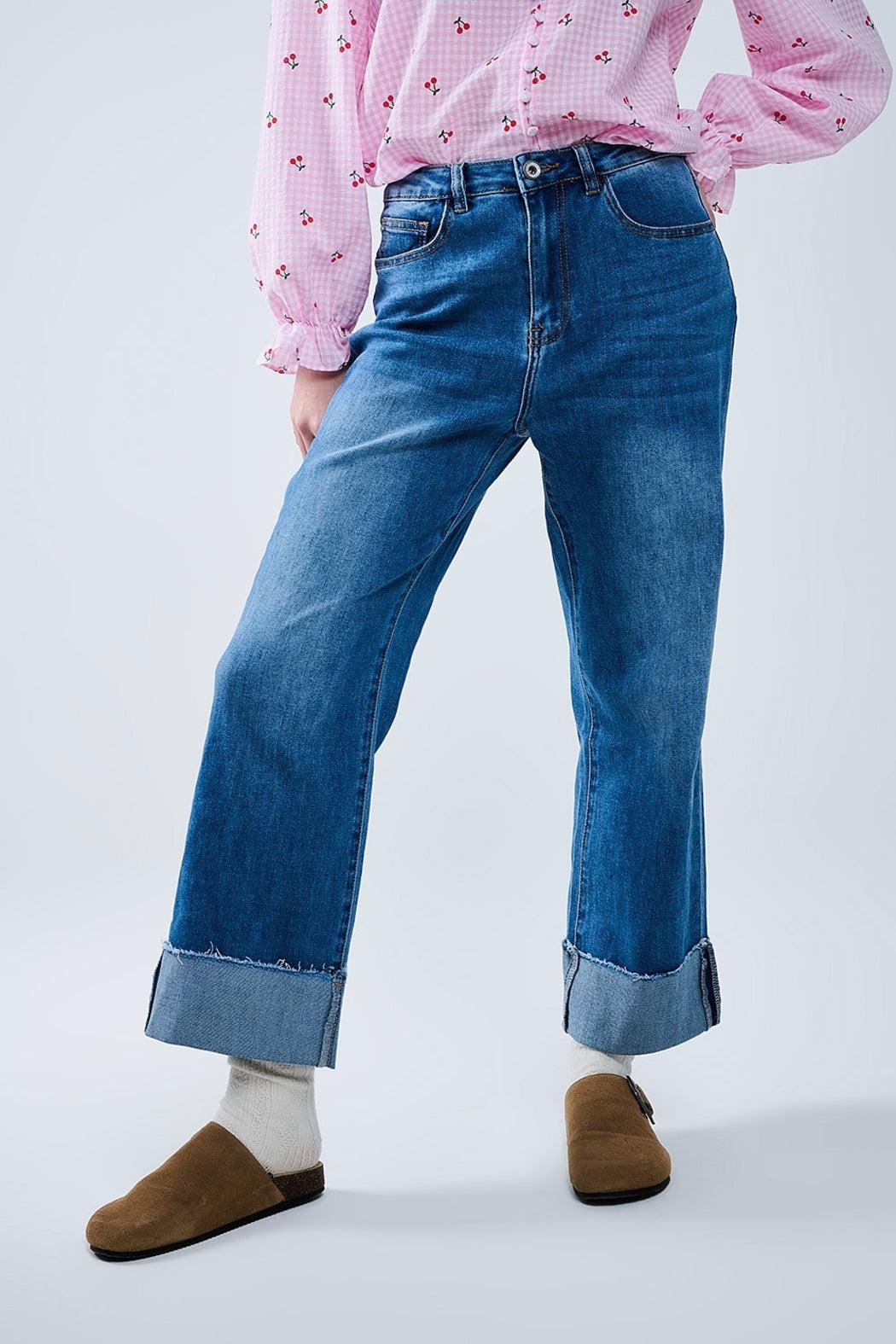 Cuffed Hem Jeans Product Image