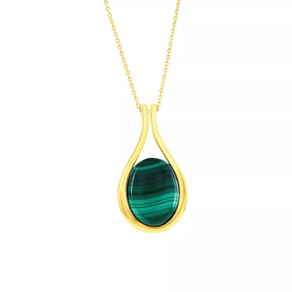 Nautica Rocks Gold Over Silver Malachite Pear Shaped Pendant Necklace, Women's,  Product Image