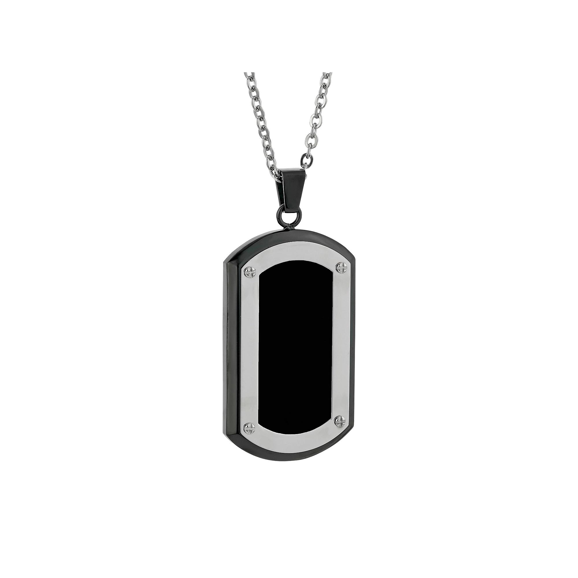 LYNX Stainless Steel Two Tone Dog Tag Necklace - Men, Men's, Size: 22", Black Product Image