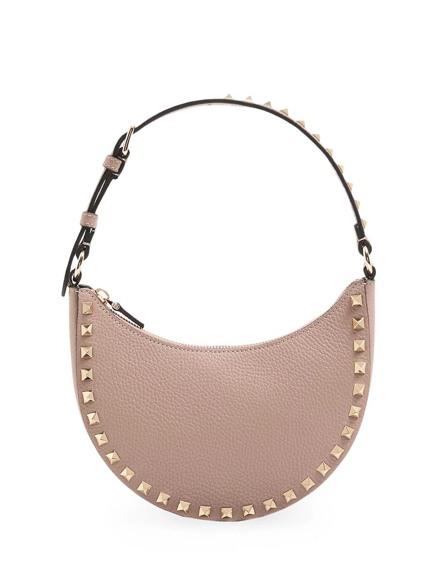 Womens Mini Rockstud Hobo Bag in Grainy Calfskin Product Image