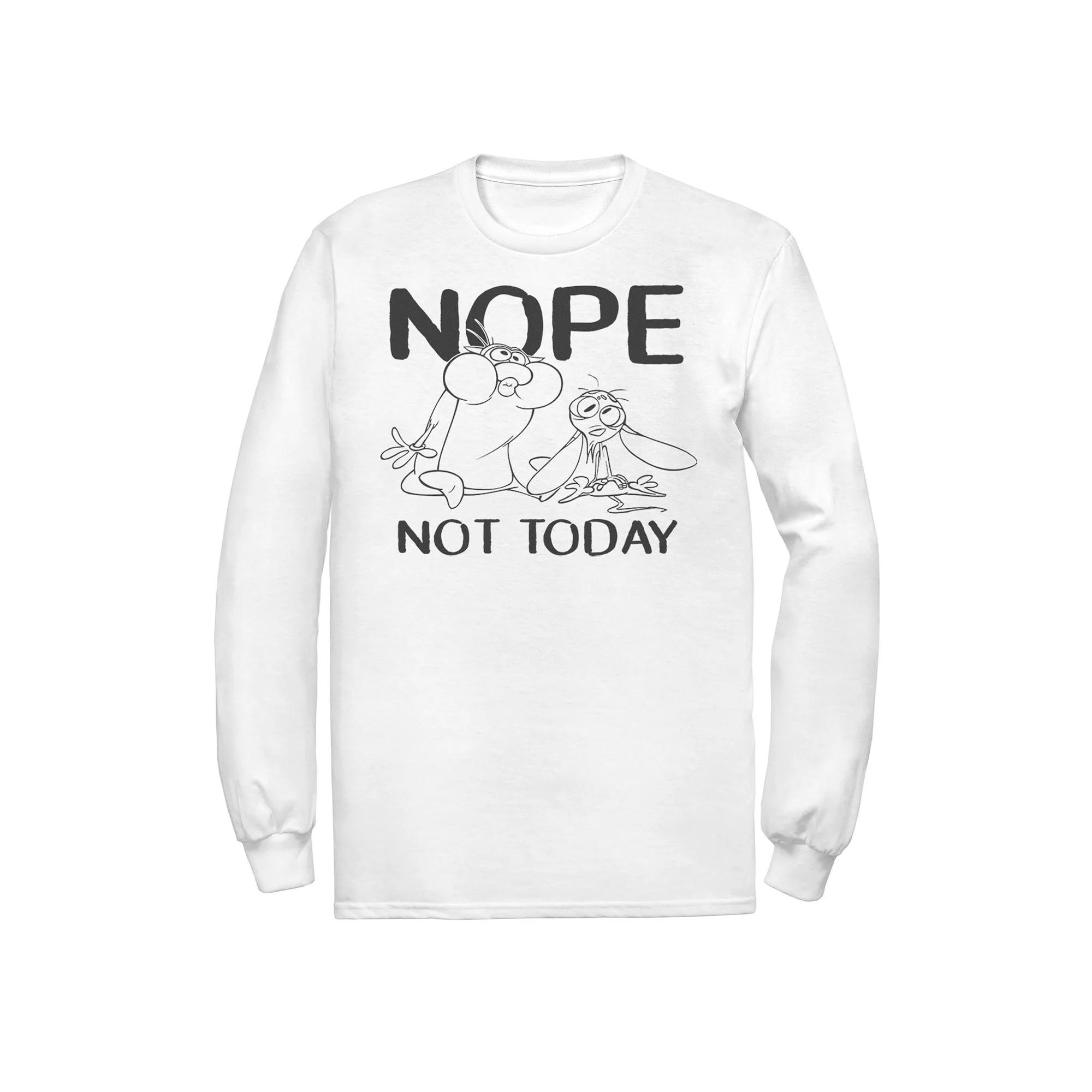 Men's Nickelodeon Ren And Stimpy Nope Not Today Sketch Long Sleeve Graphic Tee,  Product Image