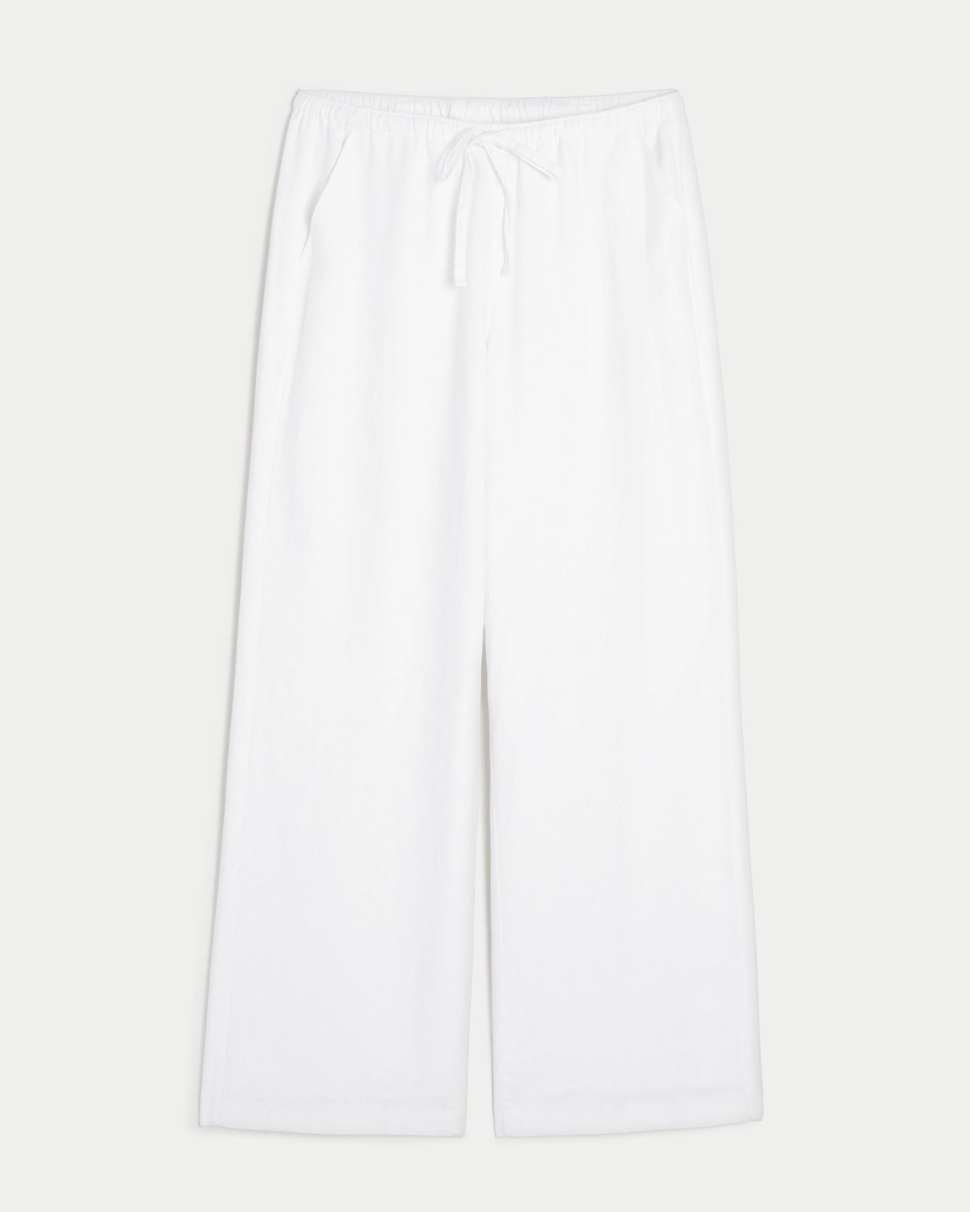 Linen-Blend Pull-On Baggy Pants Product Image