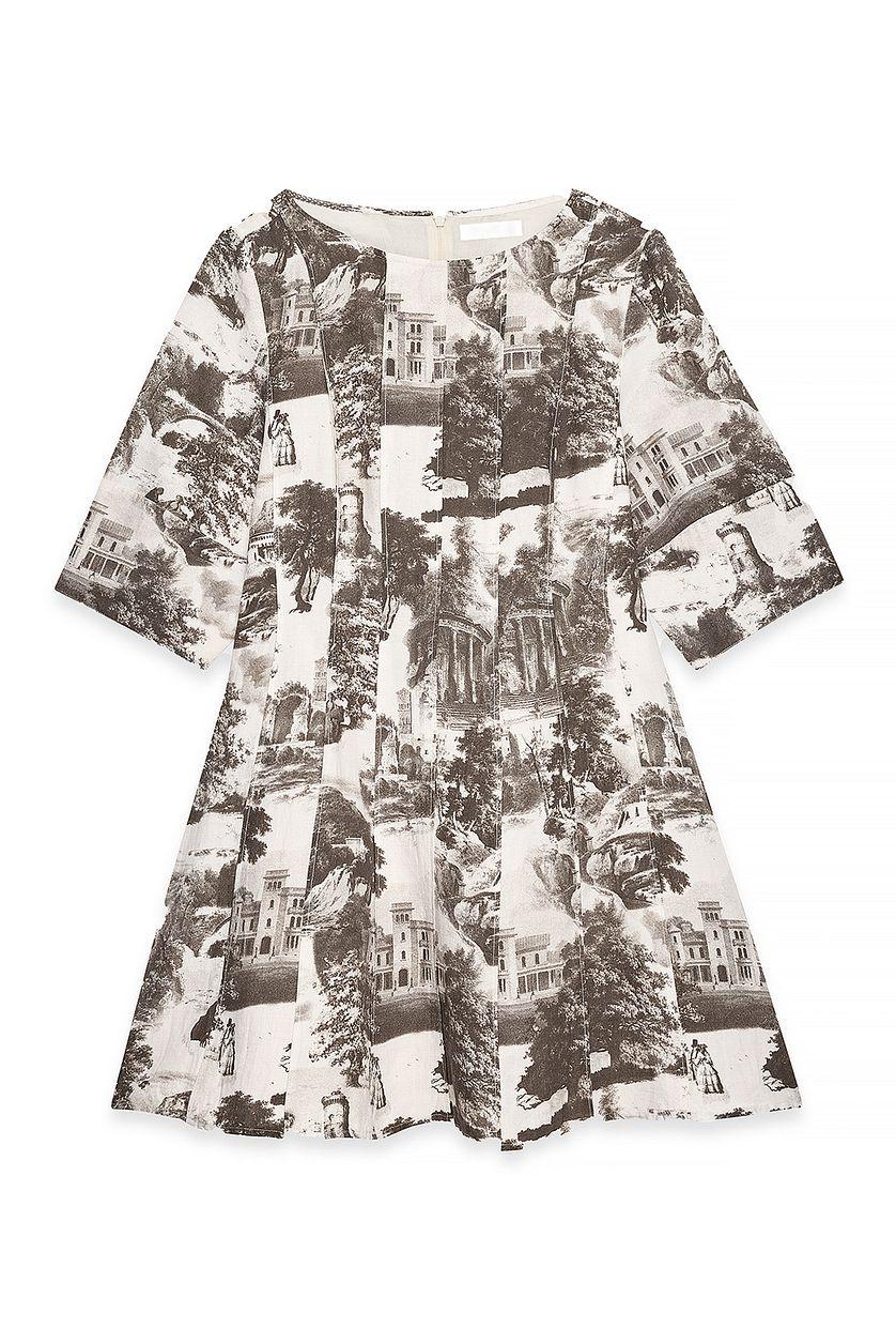 Linen Blend Seam Detail Mini Dress Product Image