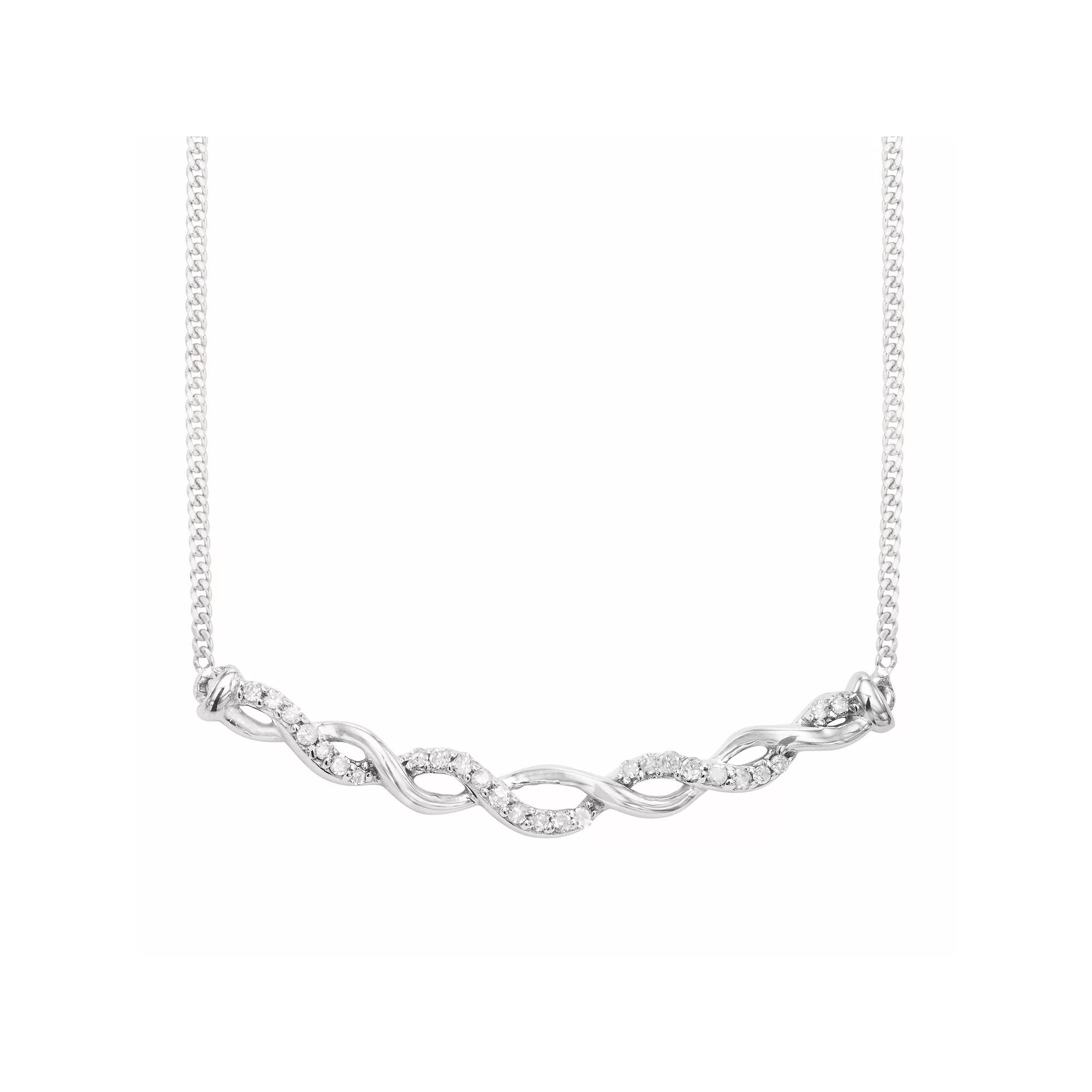 HDI Two Tone Sterling Silver 1/8 Carat. T.W. Diamond Necklace, Women's,  Product Image