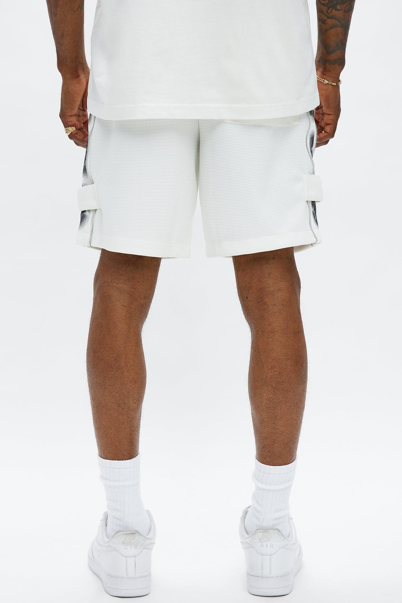 Relaxed Bright Stars Studded Sweatshorts - White Male Product Image