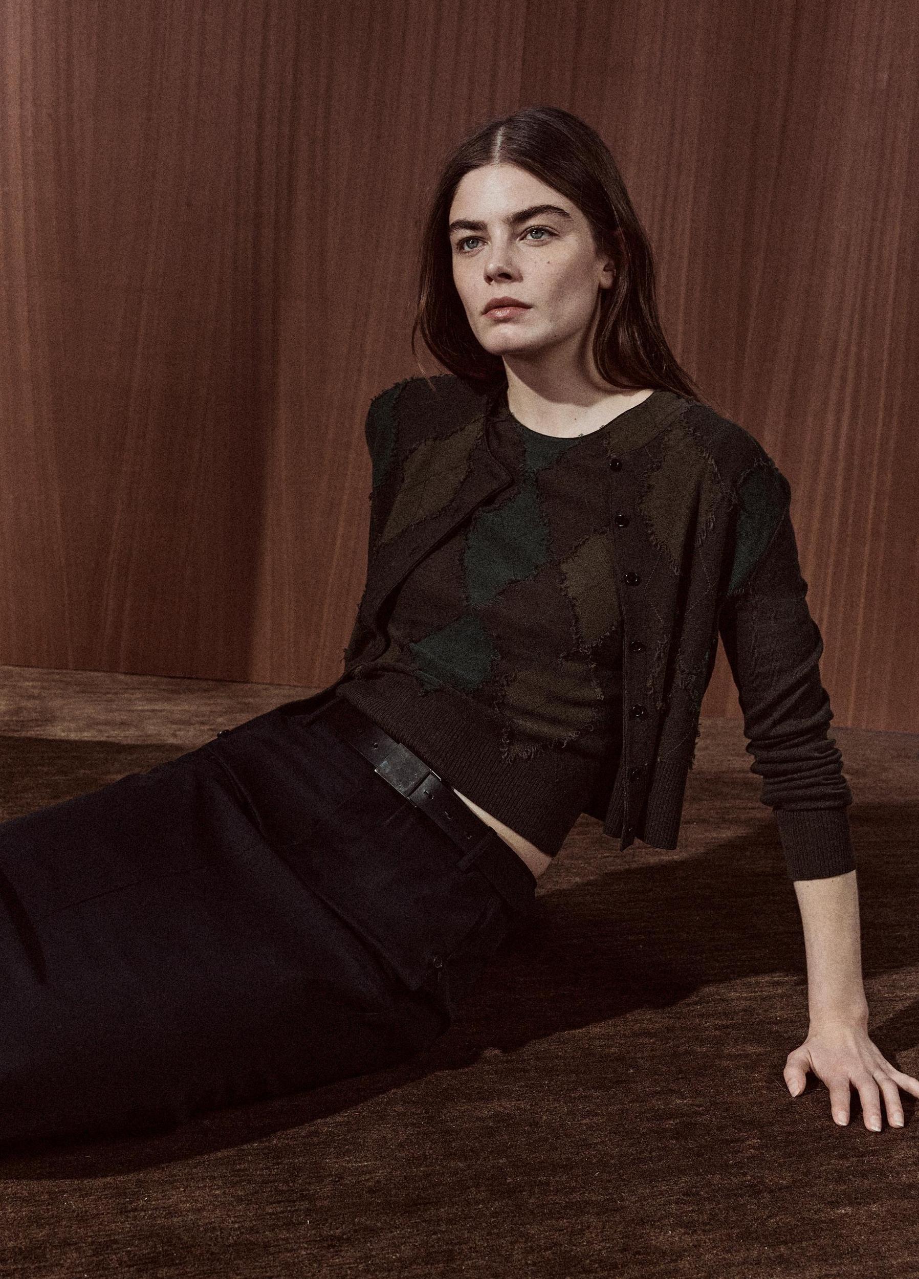 Hand-Cut Argyle Wool-Blend Cardigan Product Image