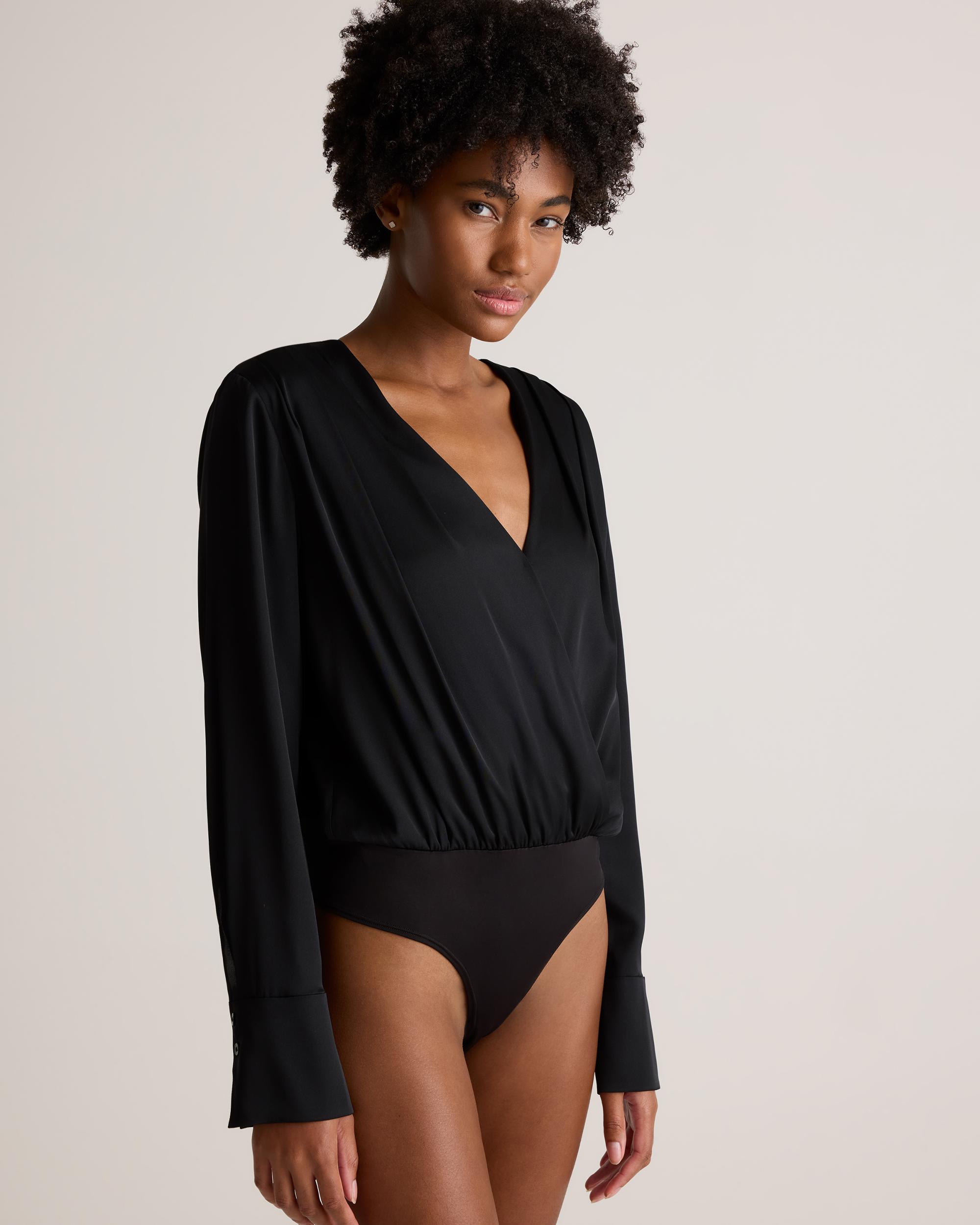 Quince | Women's Washable Stretch Silk Surplice Bodysuit Product Image