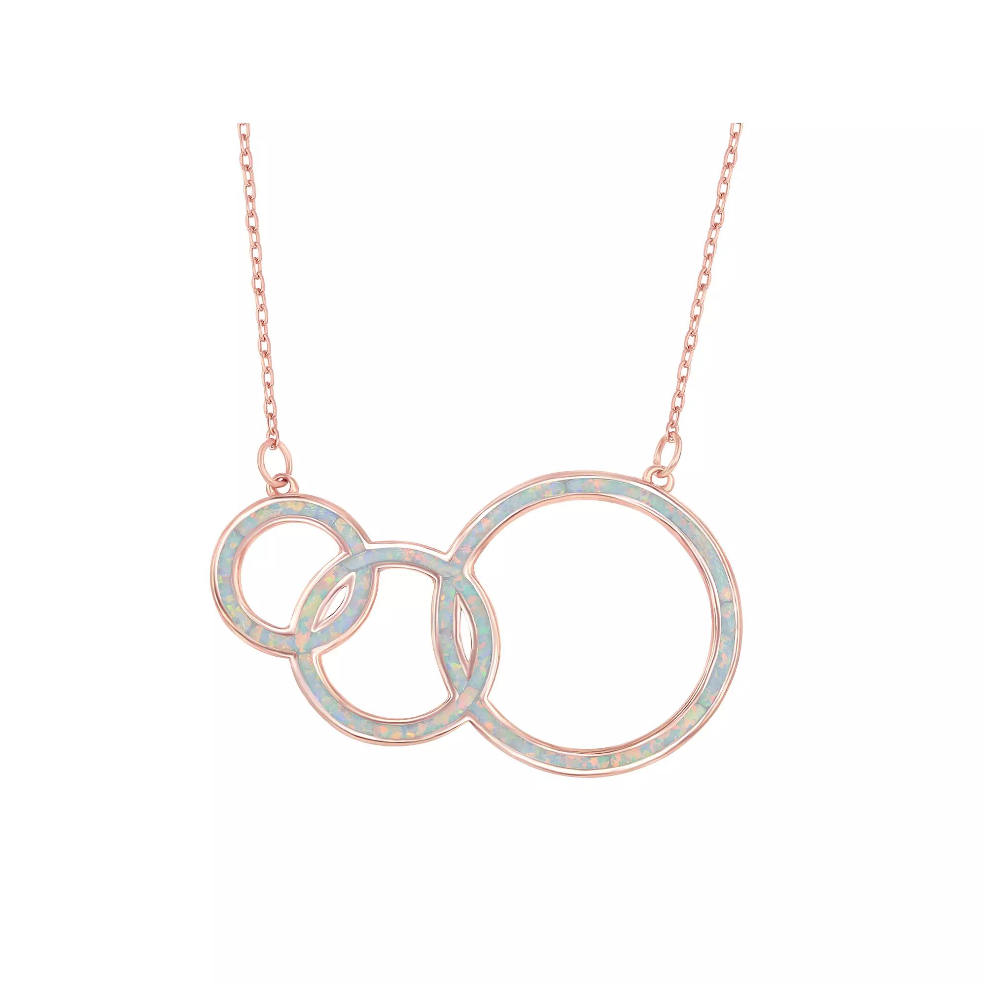 14k Rose Gold Over Silver Lab-Created White Opal Generation Necklace, Women's, Size: 16-18" ADJ, Rose Gold Tone Product Image