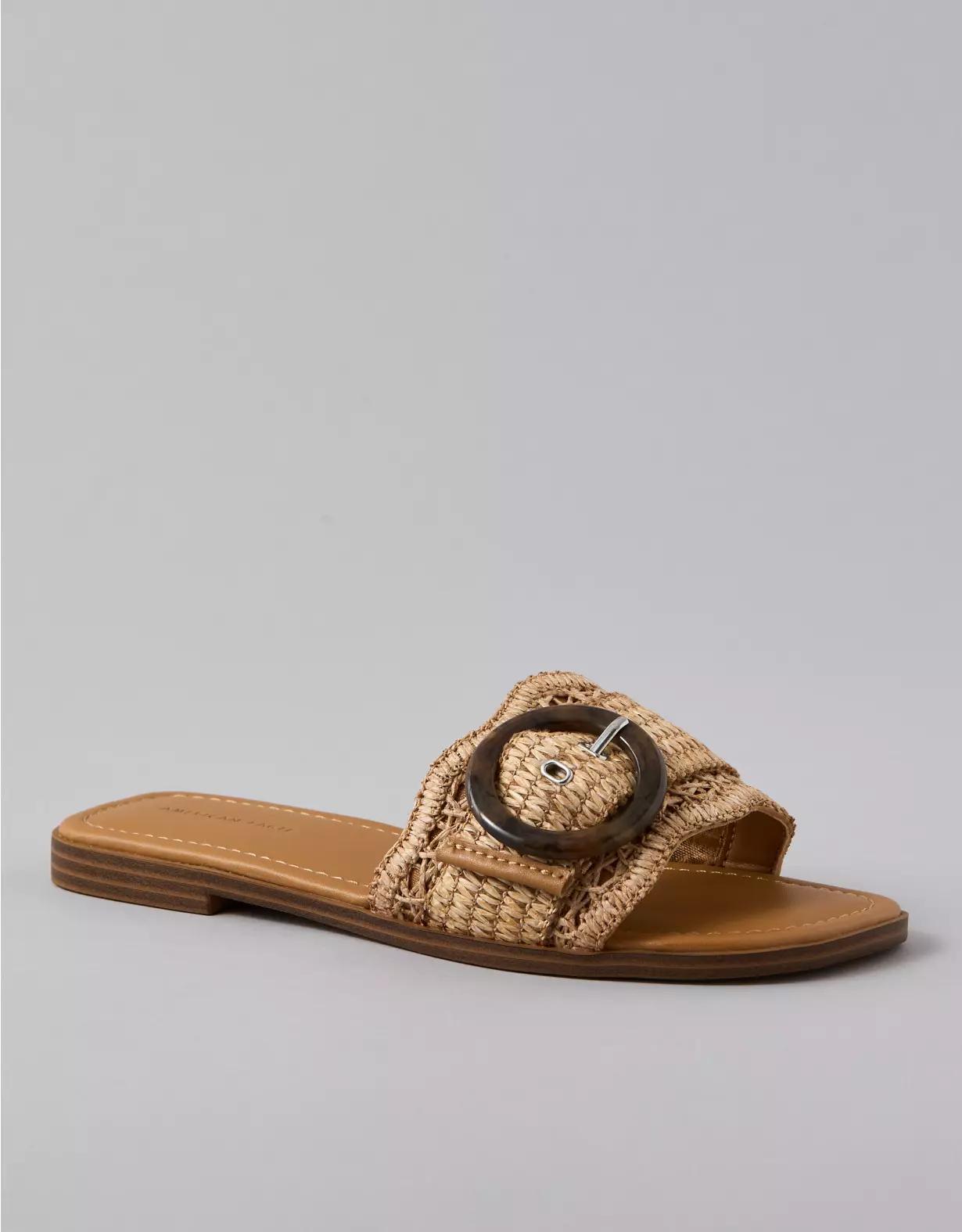 AE Raffia Buckle Slide Sandal Product Image