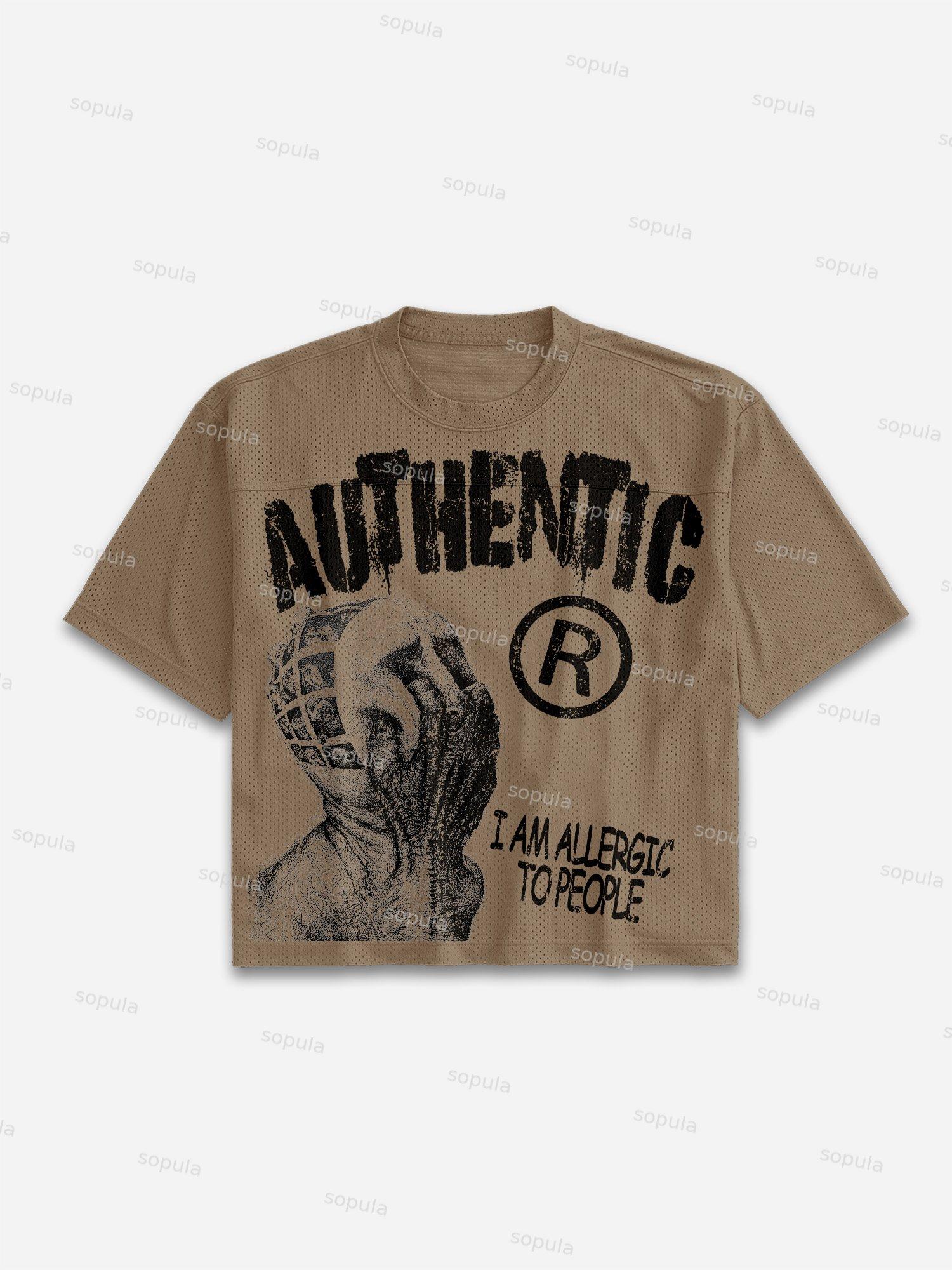 I Am Allergic To People Graphic Print Mesh Football Jersey T-shirt Product Image