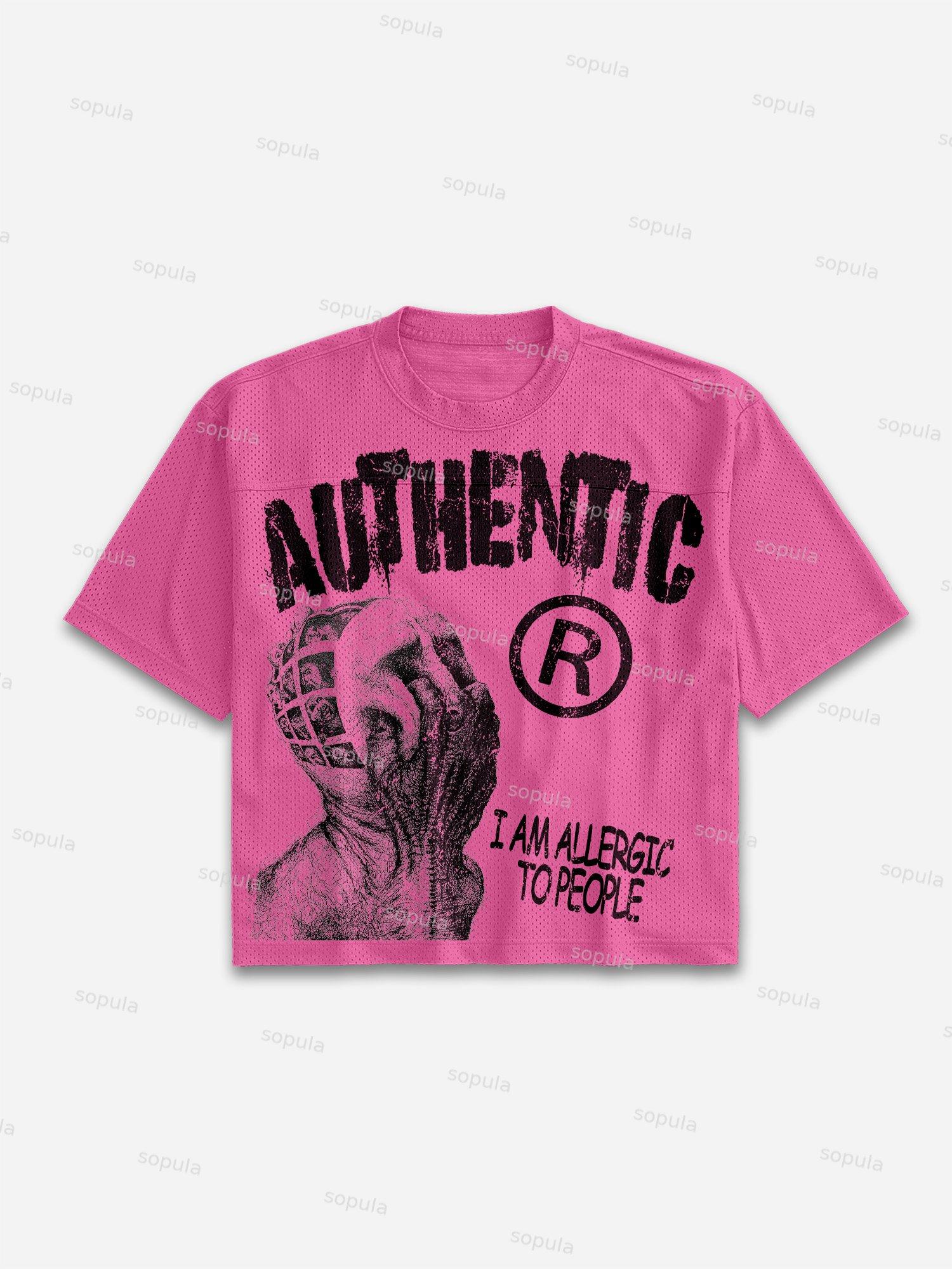 I Am Allergic To People Graphic Print Mesh Football Jersey T-shirt Product Image