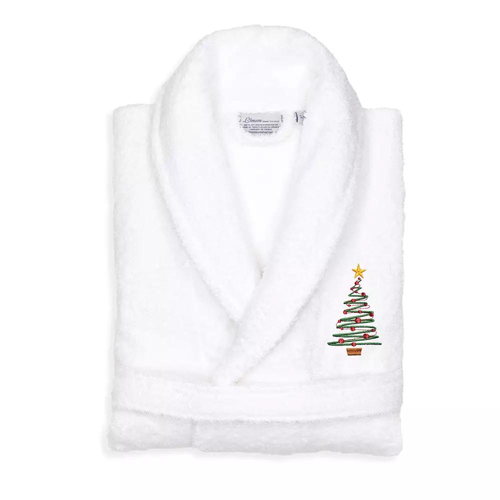 Linum Home Textiles Turkish Cotton Terry Embroidered Christmas Tree Bathrobe, Adult Unisex,  Product Image