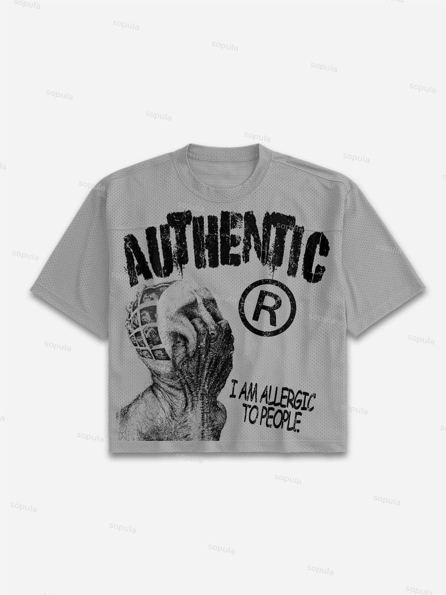 I Am Allergic To People Graphic Print Mesh Football Jersey T-shirt Product Image