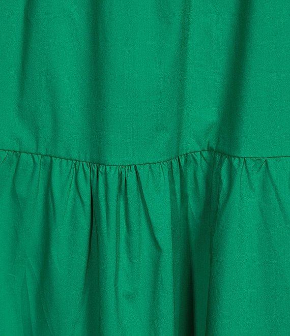 Skies Are Blue Poplin V-Neck Cap Sleeve Shirred Maxi Dress Product Image