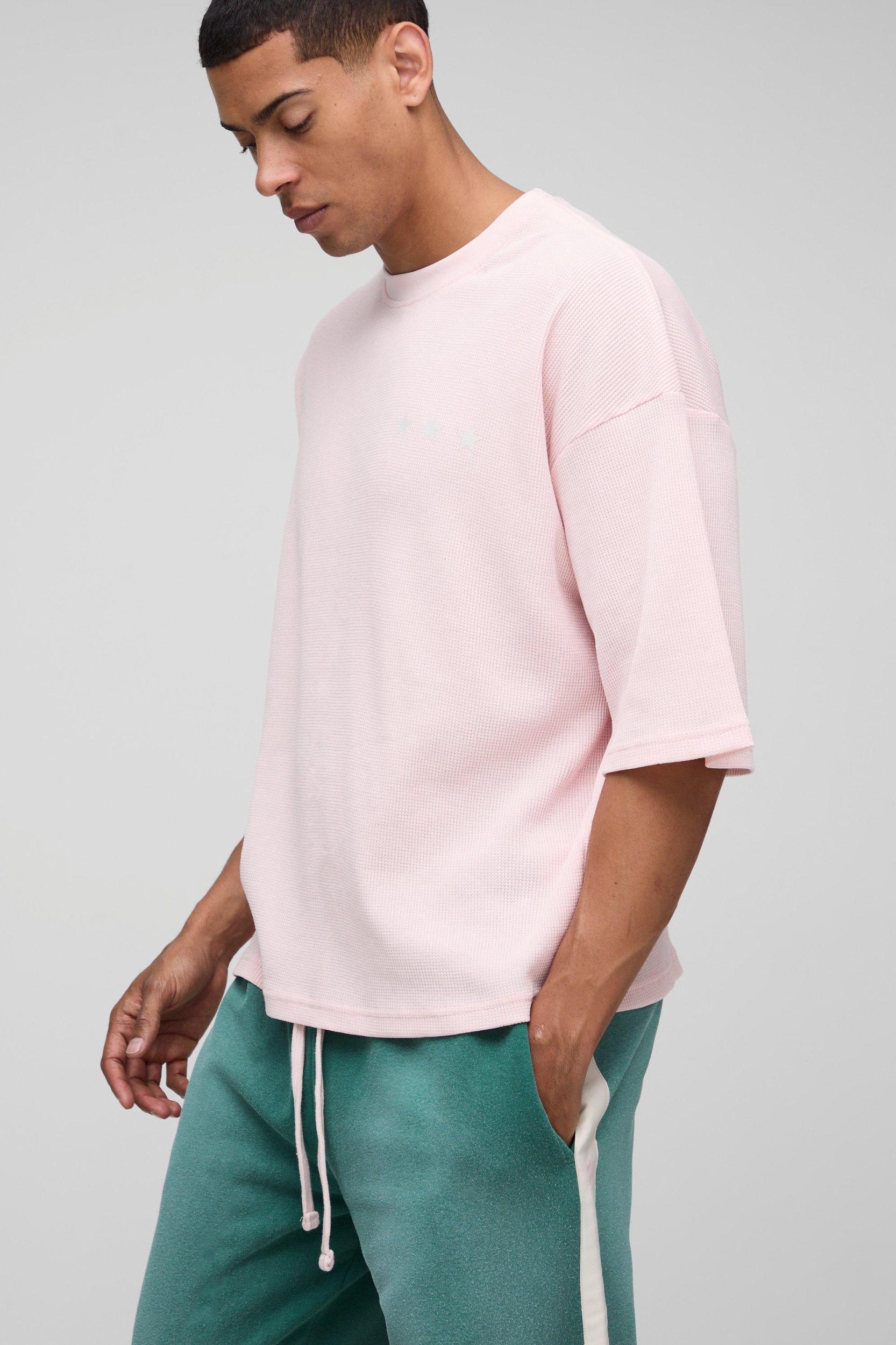 Oversized Boxy Waffle Washed T-Shirt & Jogger Set | boohooMAN USA Product Image