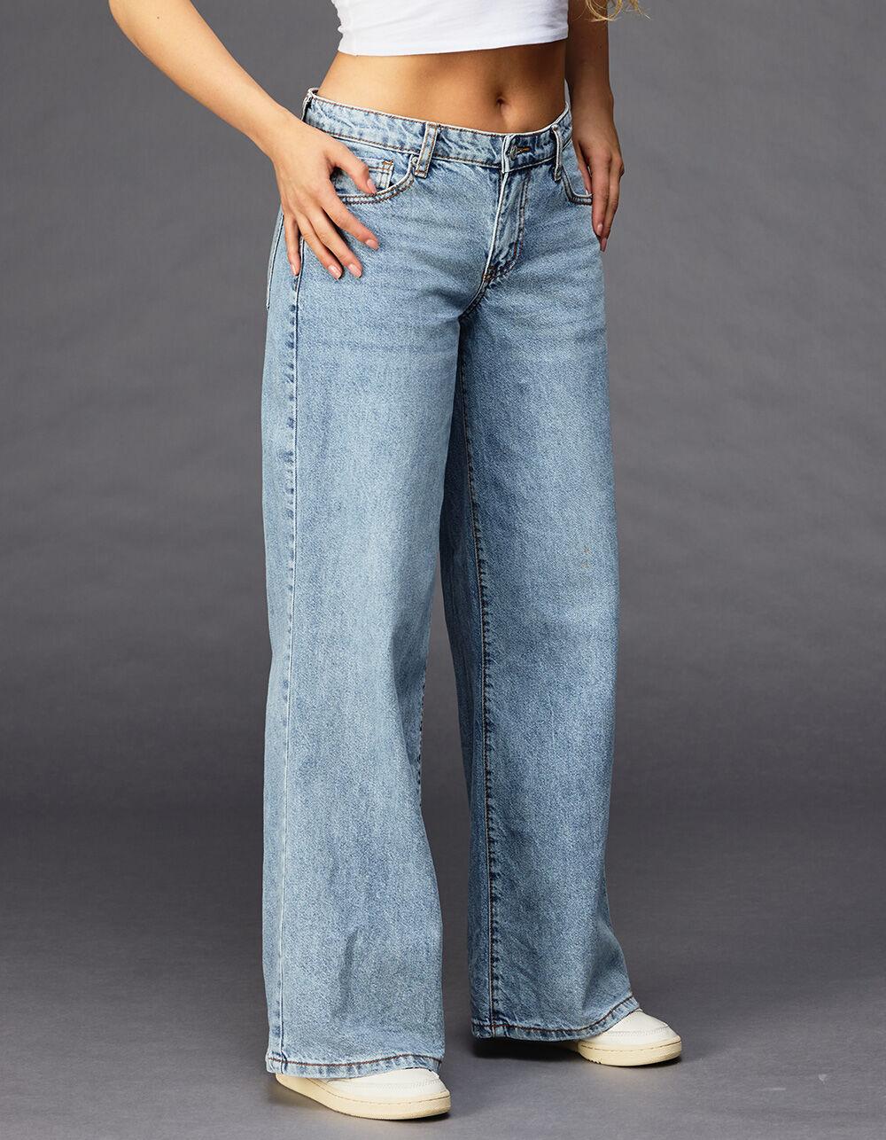 RSQ Womens Low Rise Wide Leg Jeans - LIGHT WASH Product Image