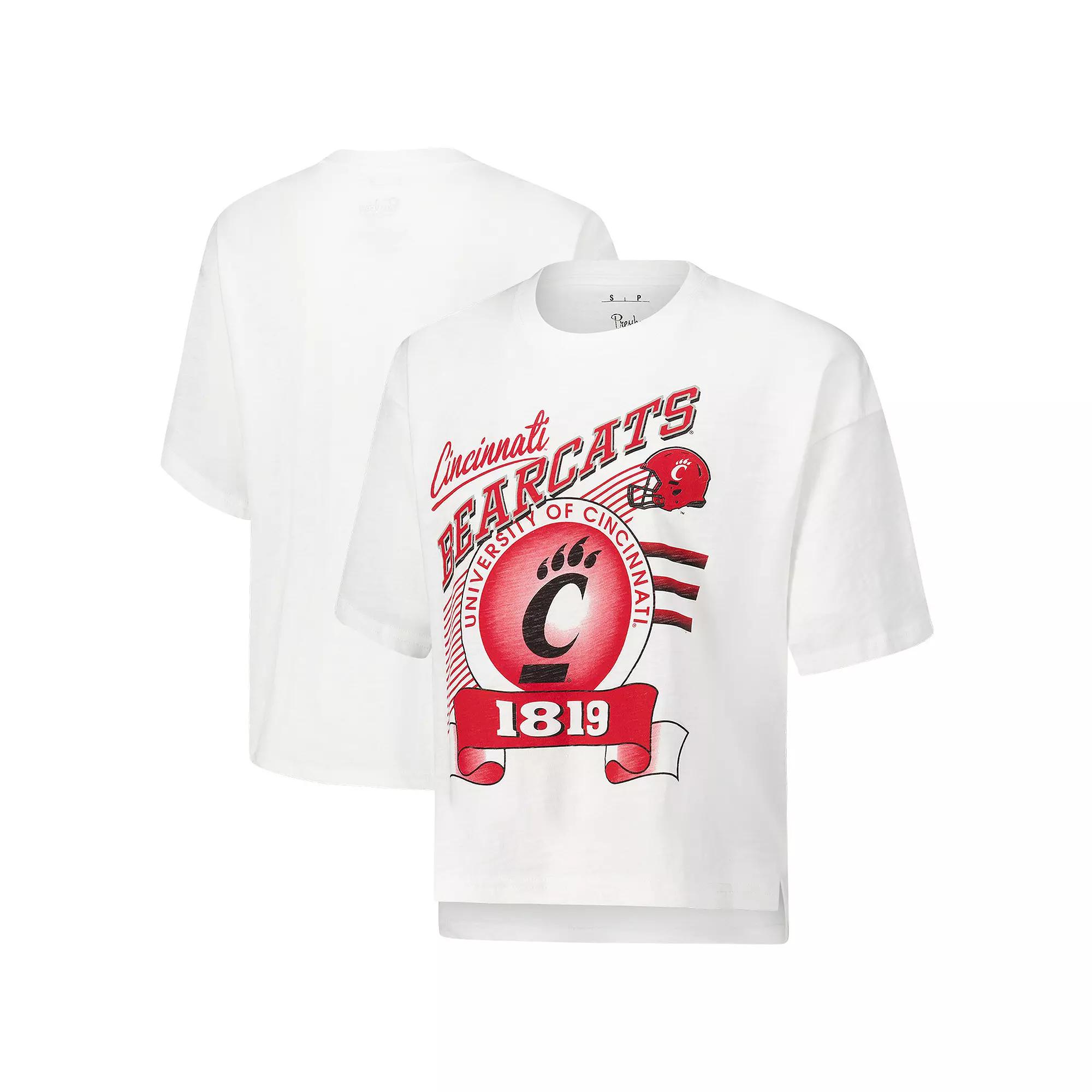 Women's Pressbox White Cincinnati Bearcats Rock & Roll Slub T-Shirt,  Product Image