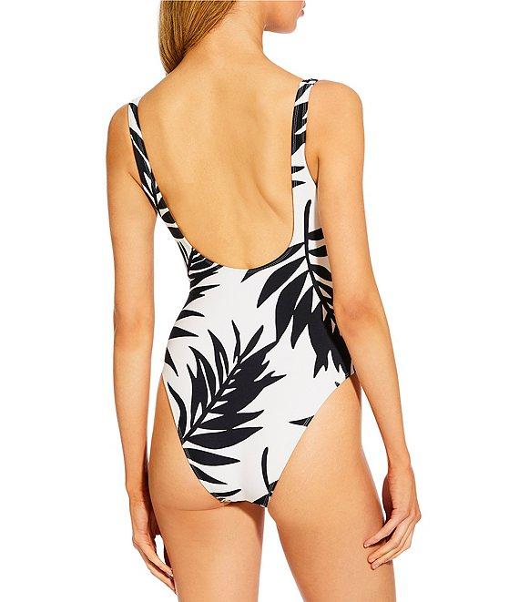 GB Leaf Print Scoop Neck Classic Tank One Piece Swimsuit Product Image