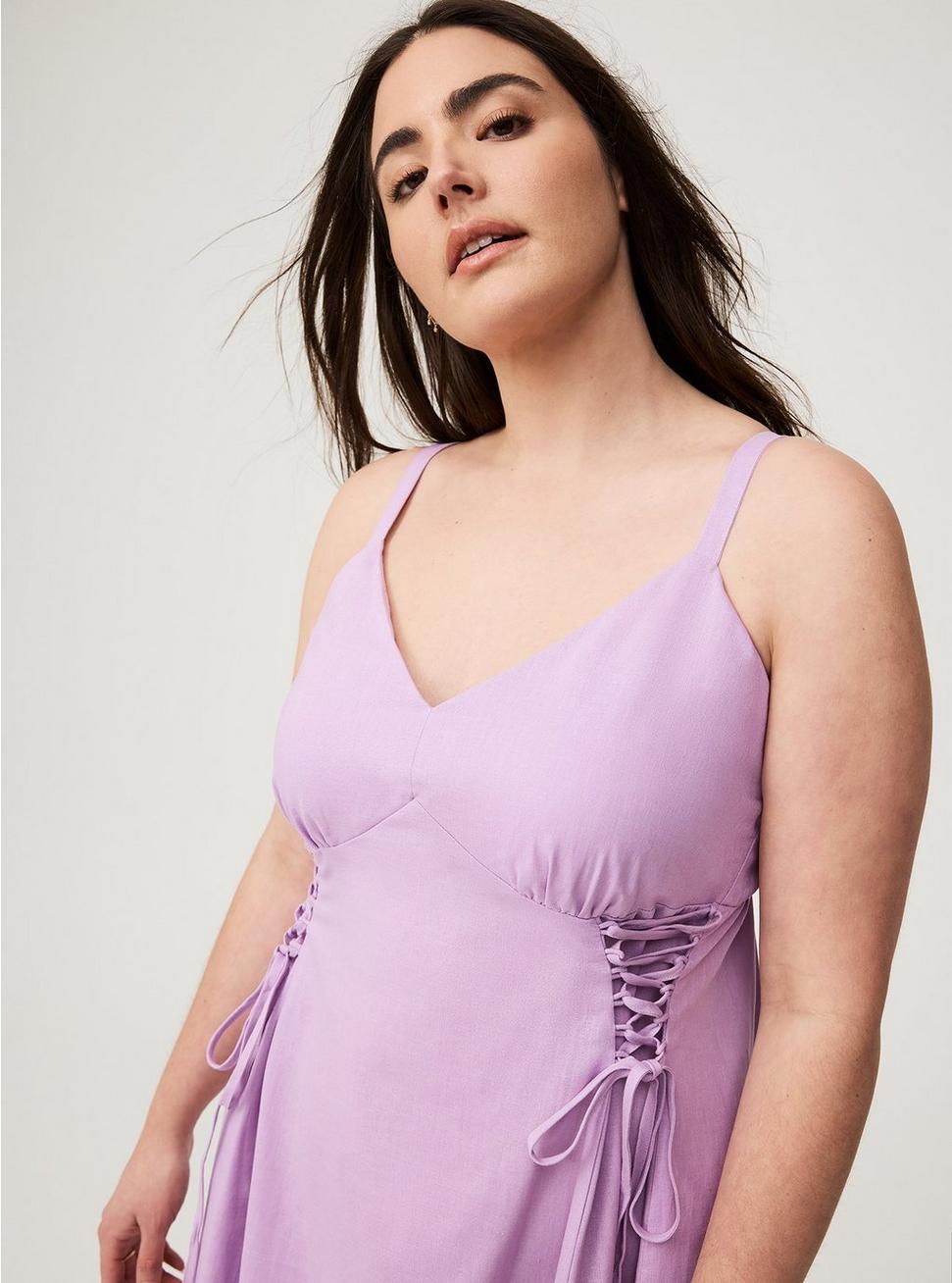 Lace-Up Tea Length Dress Product Image